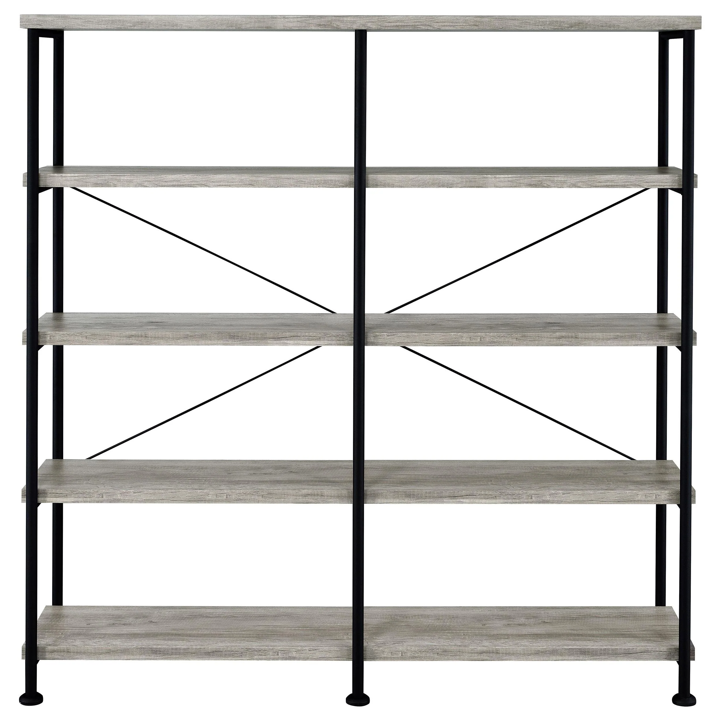 Coaster Furniture Analiese 801544 63-inch 4-shelf Double Bookshelf - Grey Driftwood - Image 2