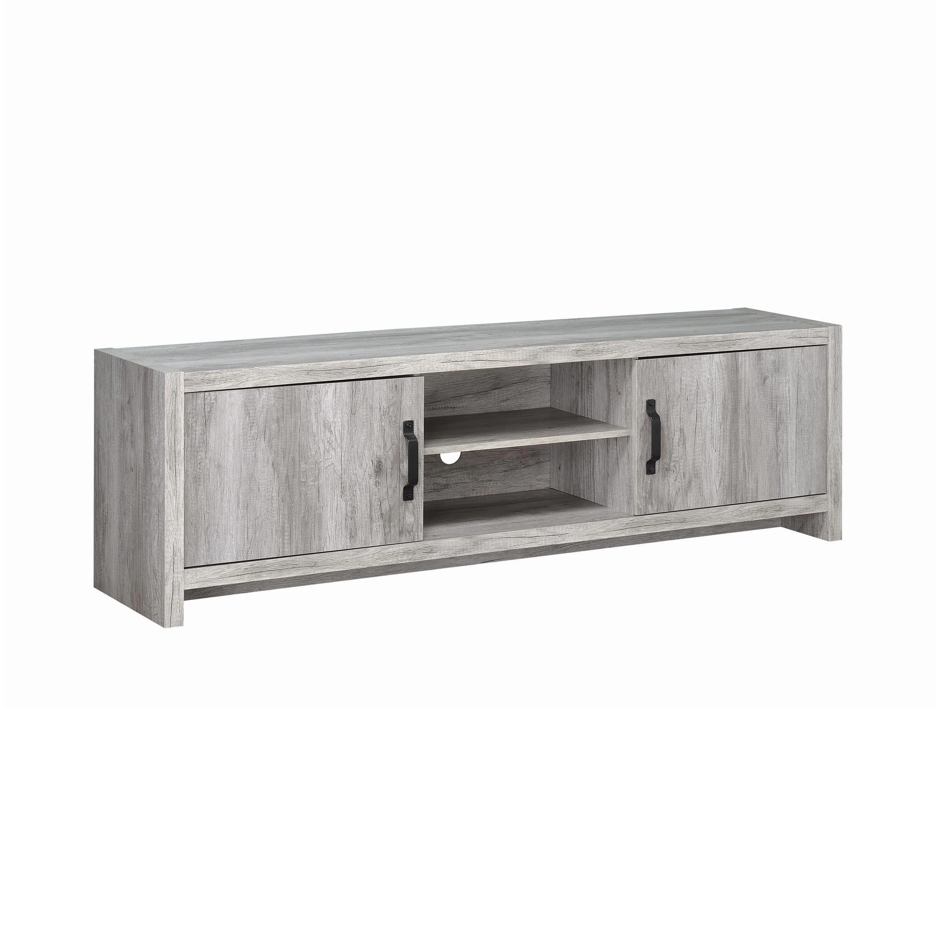 Coaster Furniture Burke 701025 2-door Engineered Wood 71″ TV Stand – Grey Driftwood