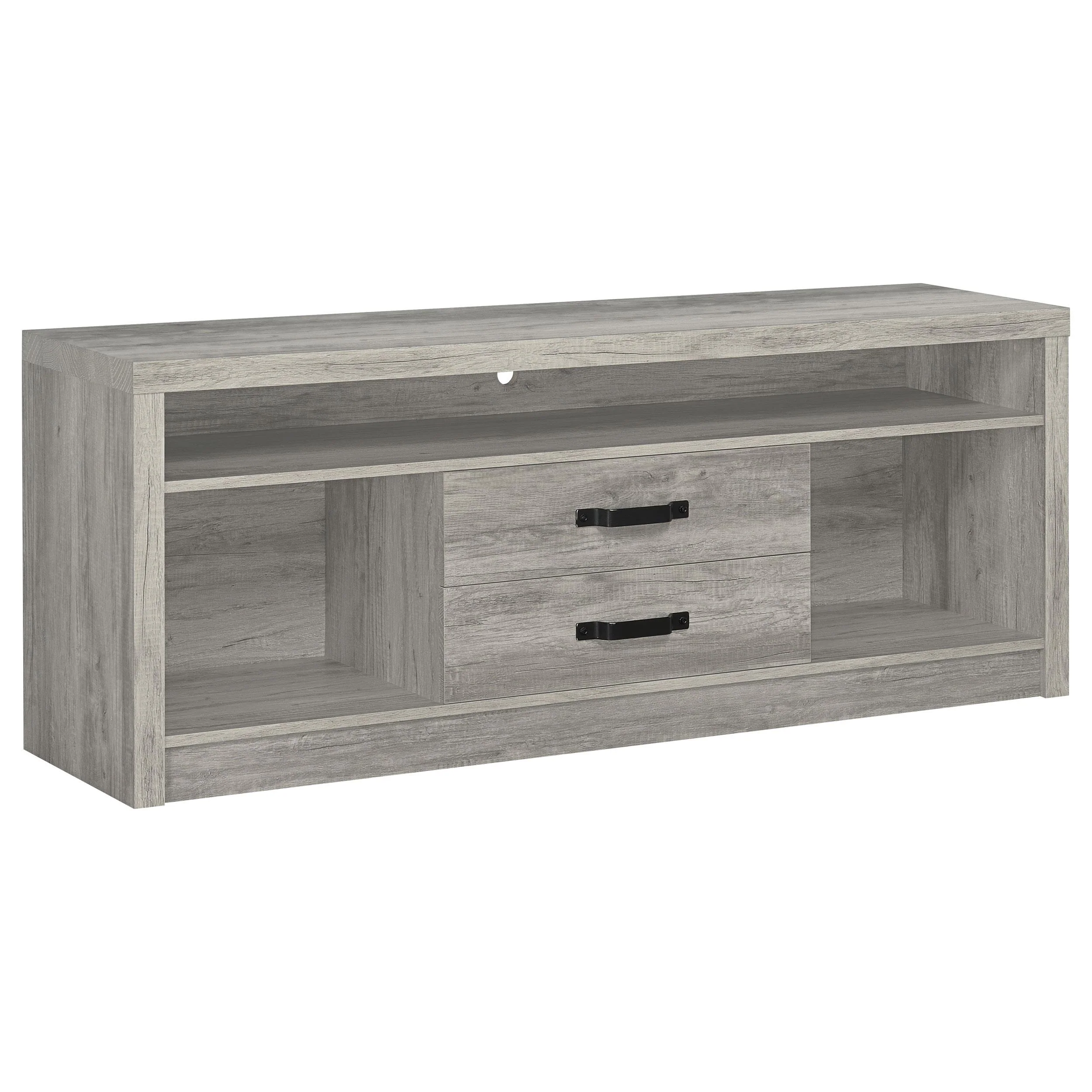 Coaster Furniture Burke 701024 2-Drawer Engineered Wood 59″ TV Stand – Grey Driftwood