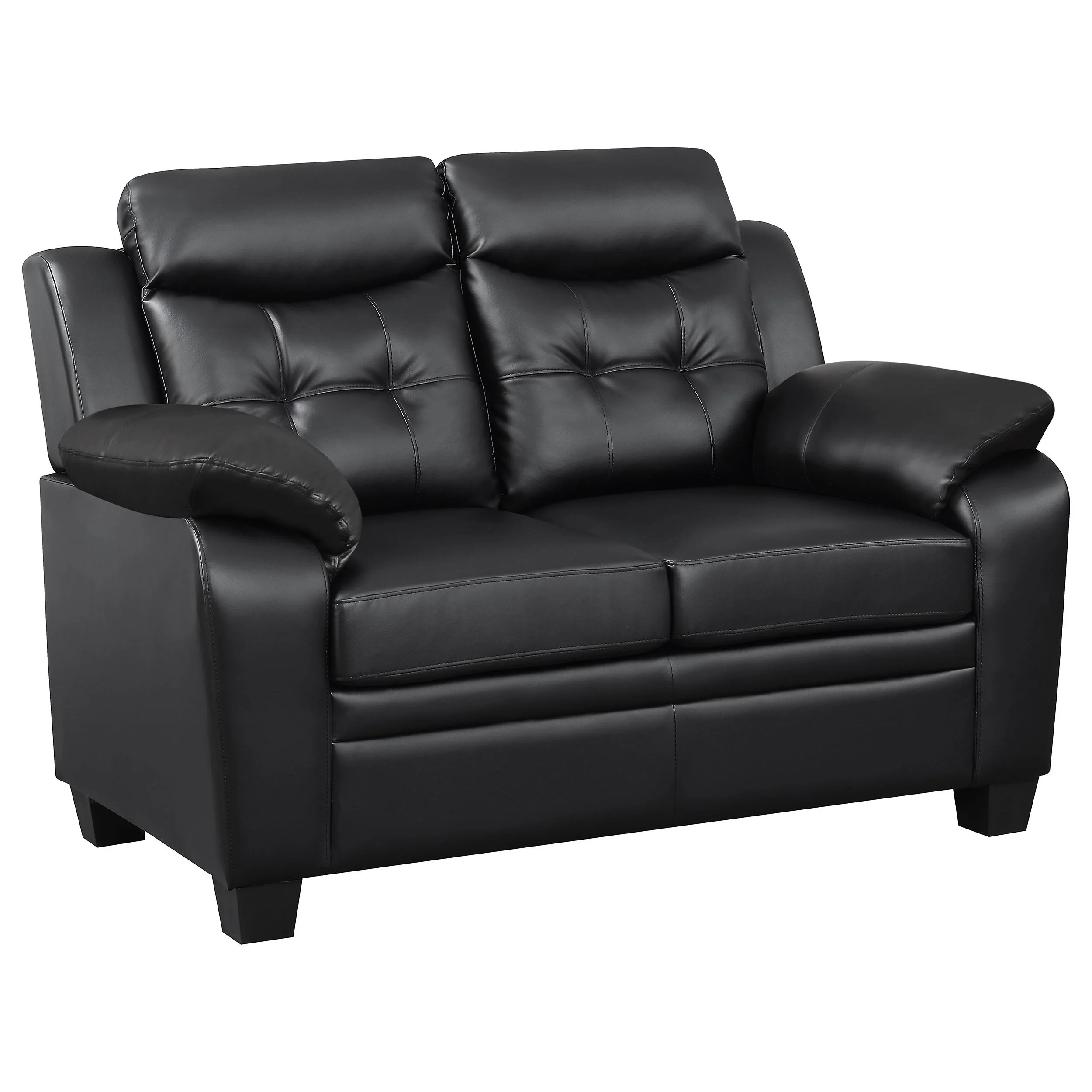 Coaster Furniture Finley 506552 Upholstered Padded Arm Tufted Loveseat - Black - Image 1