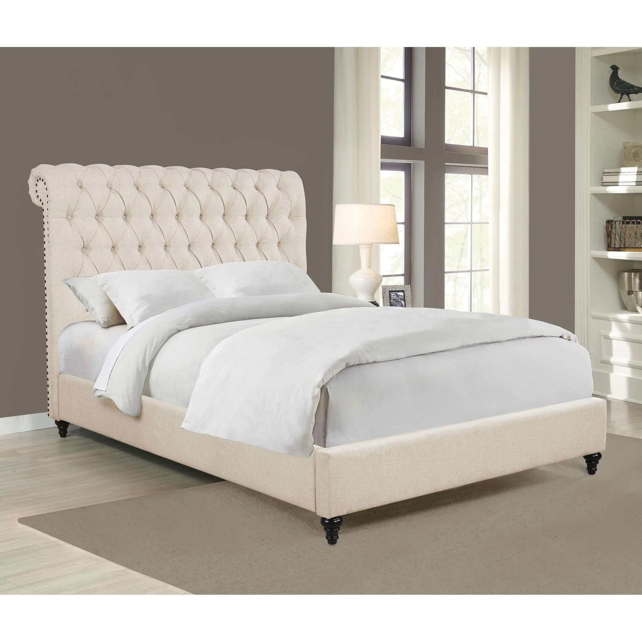 Coaster Furniture Devon 300525F 57-inch Upholstered Full Panel Bed - Beige - Image 3