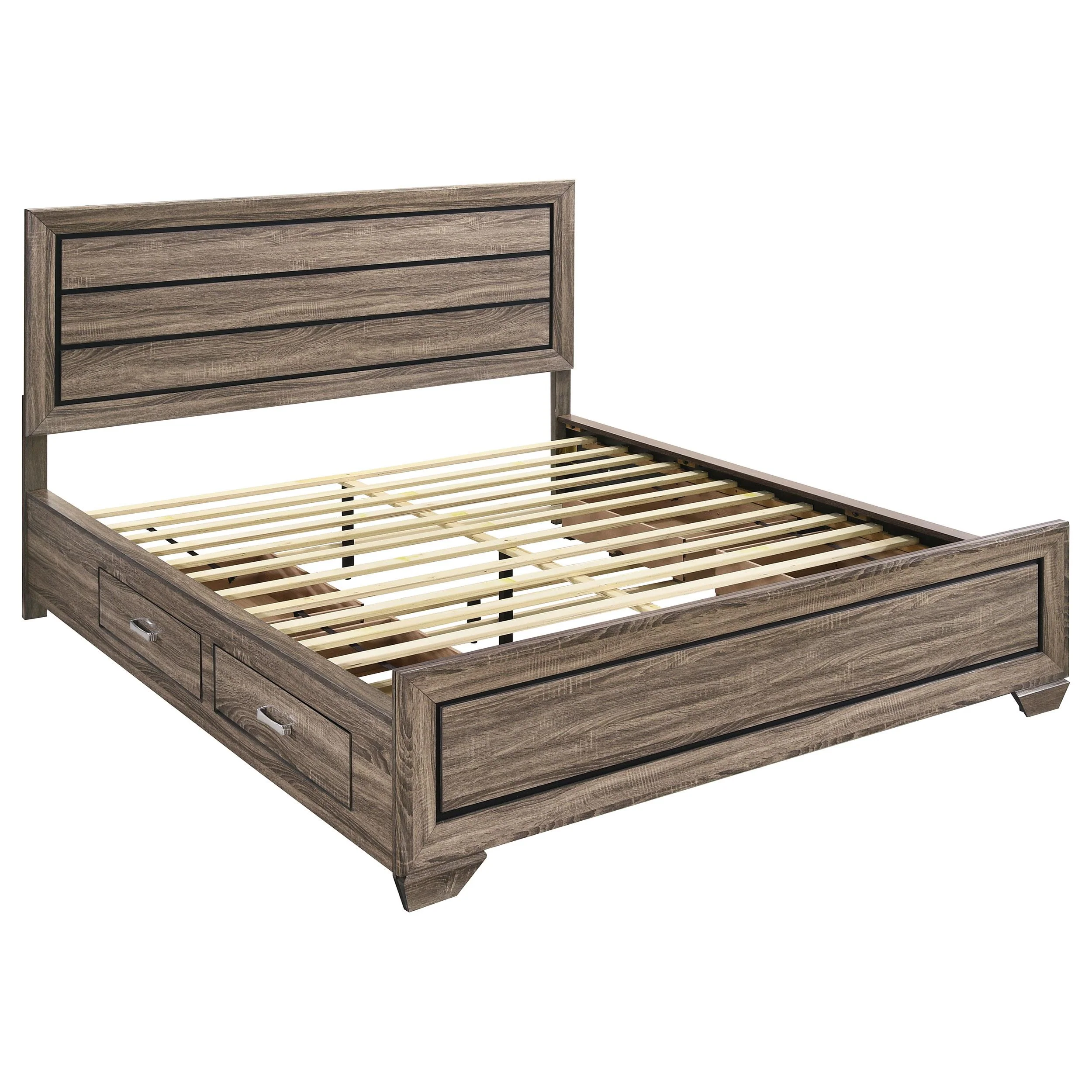 Coaster Furniture Kauffman 204190KW Wood California King Storage Panel Bed - Washed Taupe - Image 1