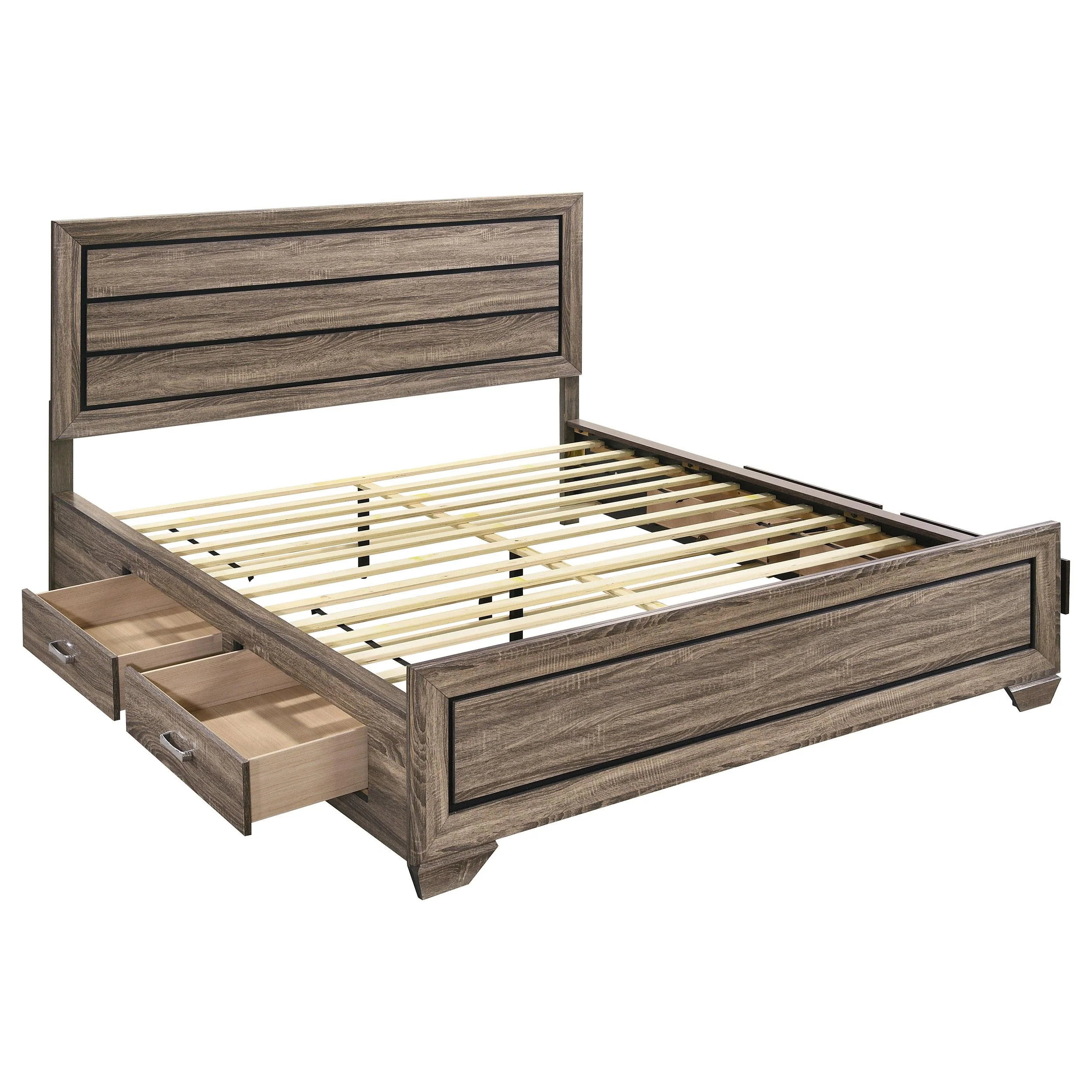 Coaster Furniture Kauffman 204190KW Wood California King Storage Panel Bed - Washed Taupe - Image 2