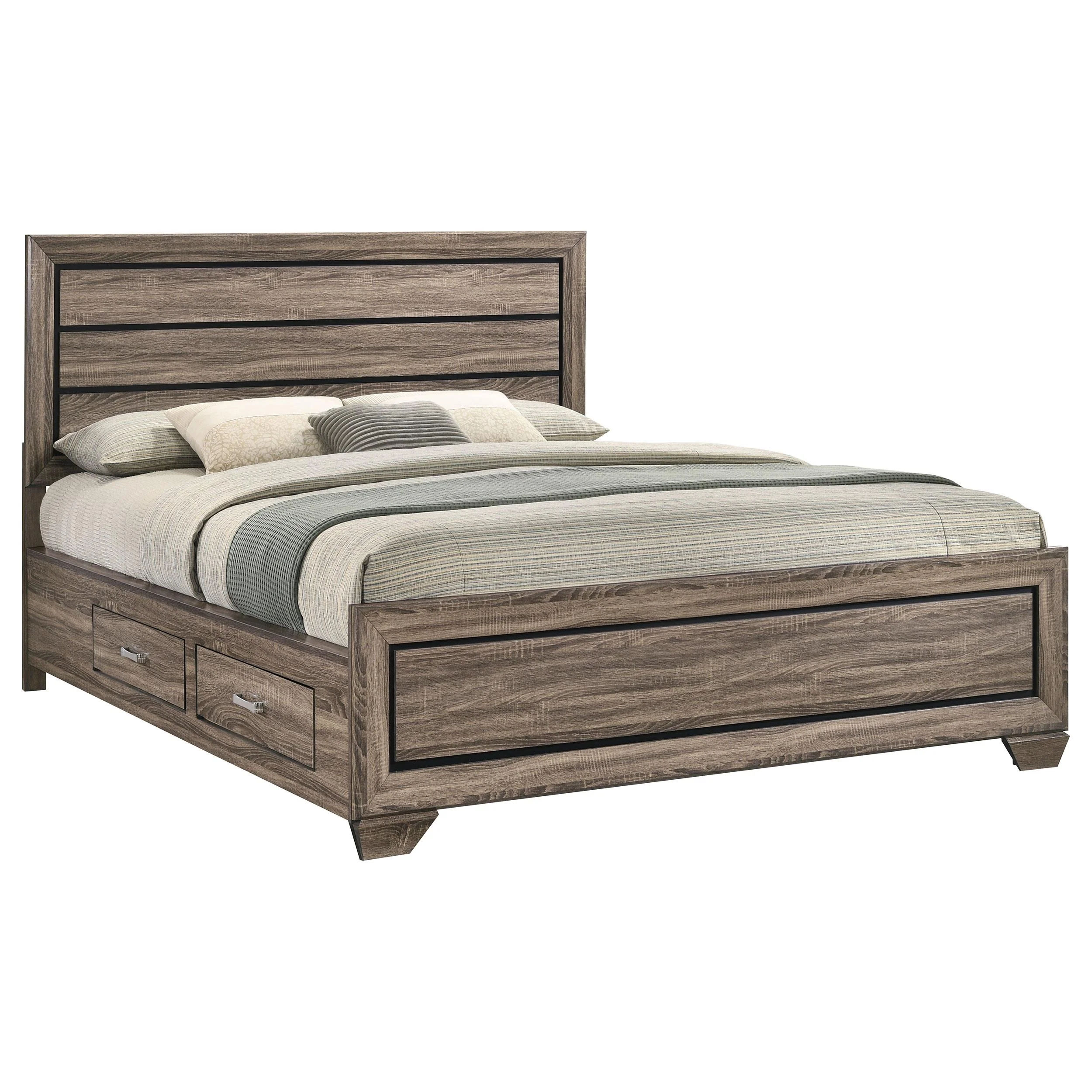 Coaster Furniture Kauffman 204190KW Wood California King Storage Panel Bed - Washed Taupe - Image 3