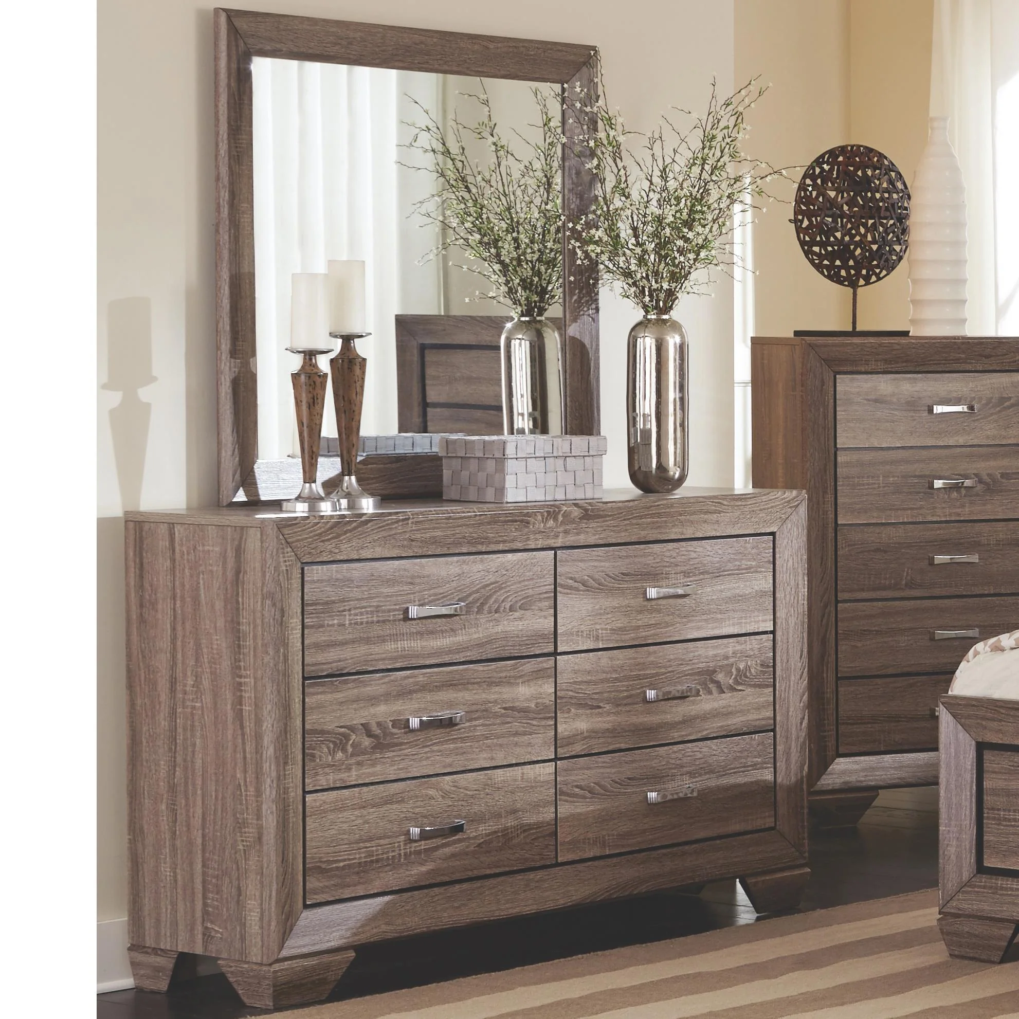 Coaster Furniture Kauffman 6-Drawer Dresser with Mirror 204193/204194 - Image 1
