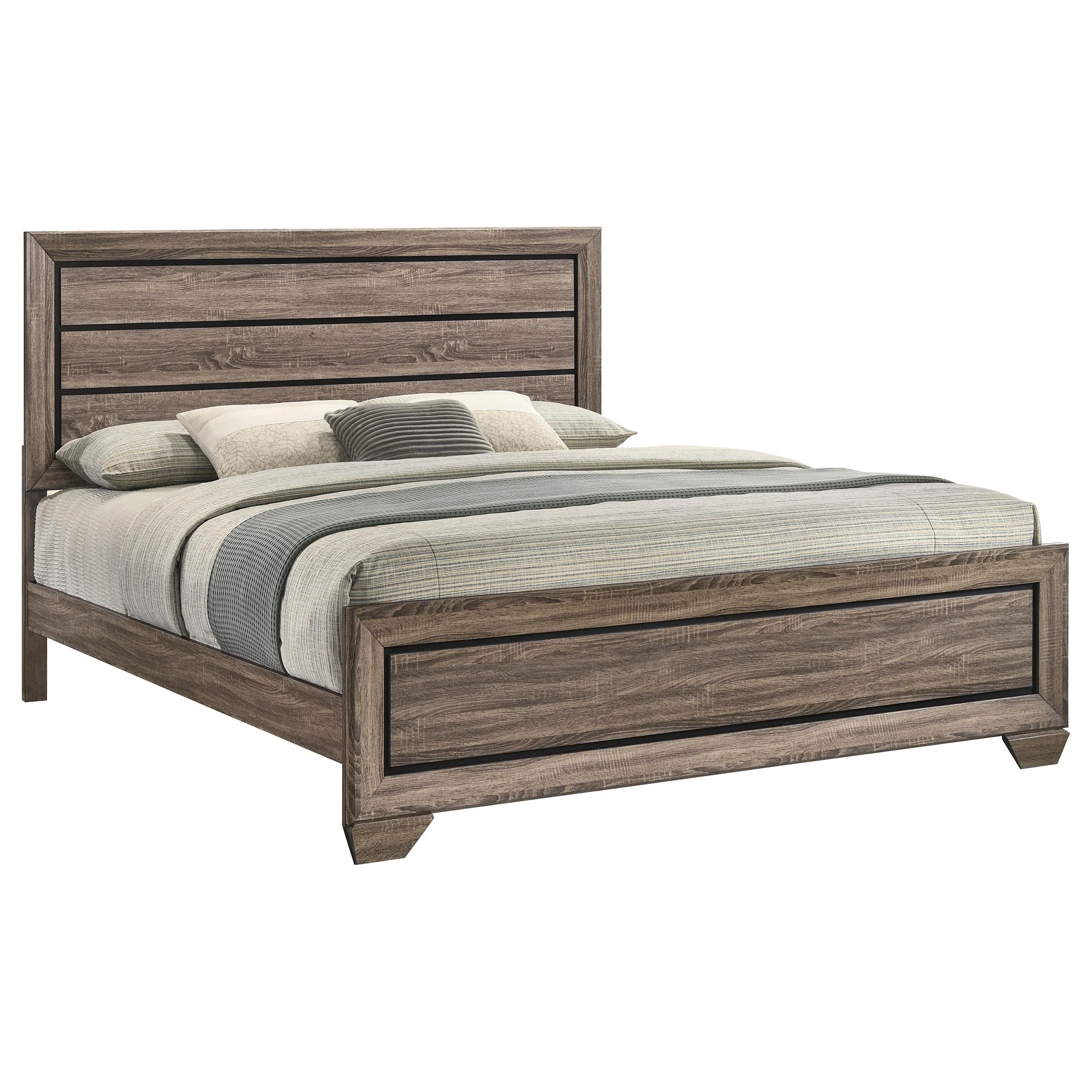 Coaster Furniture Kauffman 204191KE Wood Eastern King Panel Bed - Washed Taupe - Image 2