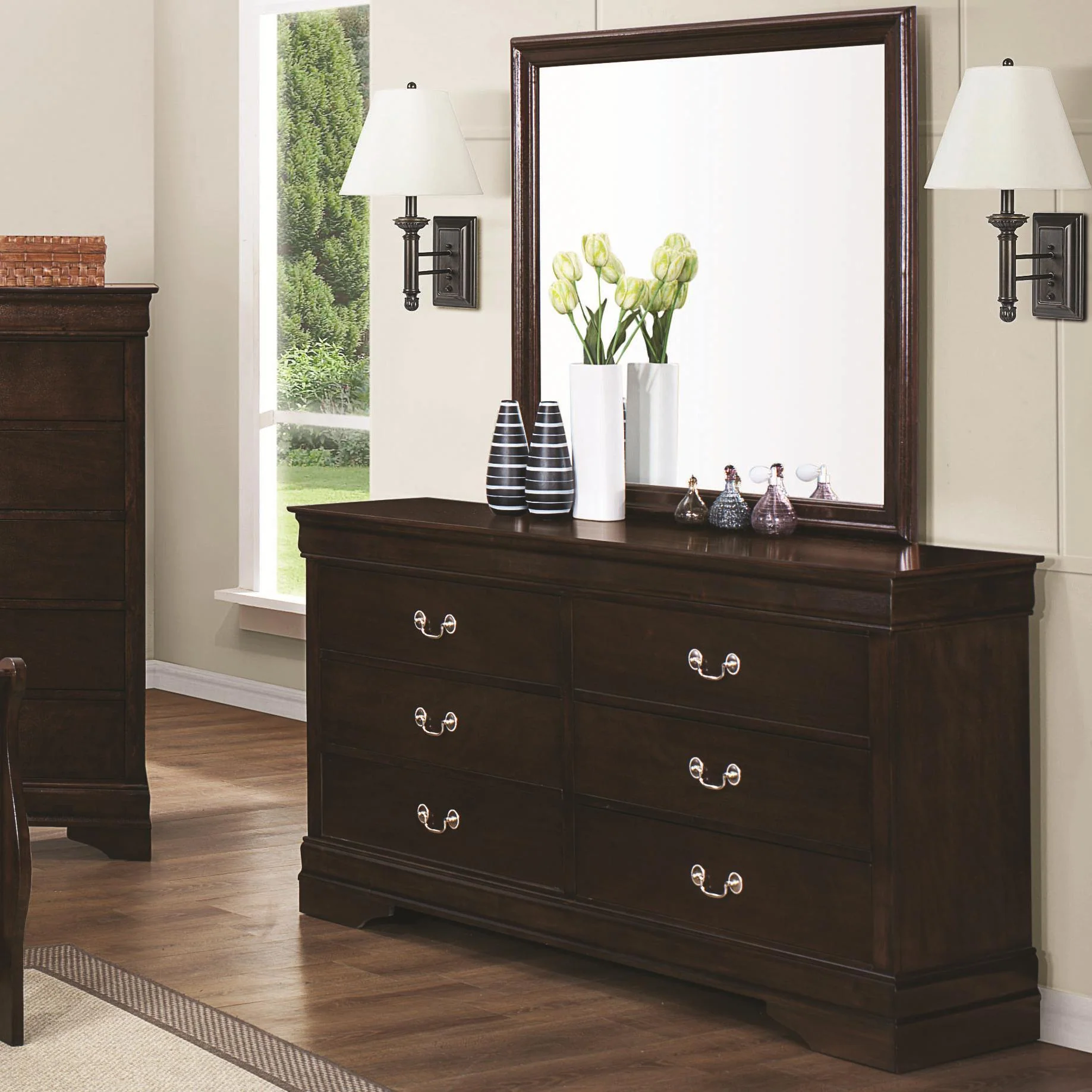 Coaster Furniture Louis Philippe 6-Drawer Dresser with Mirror 202413/202414 - Image 1