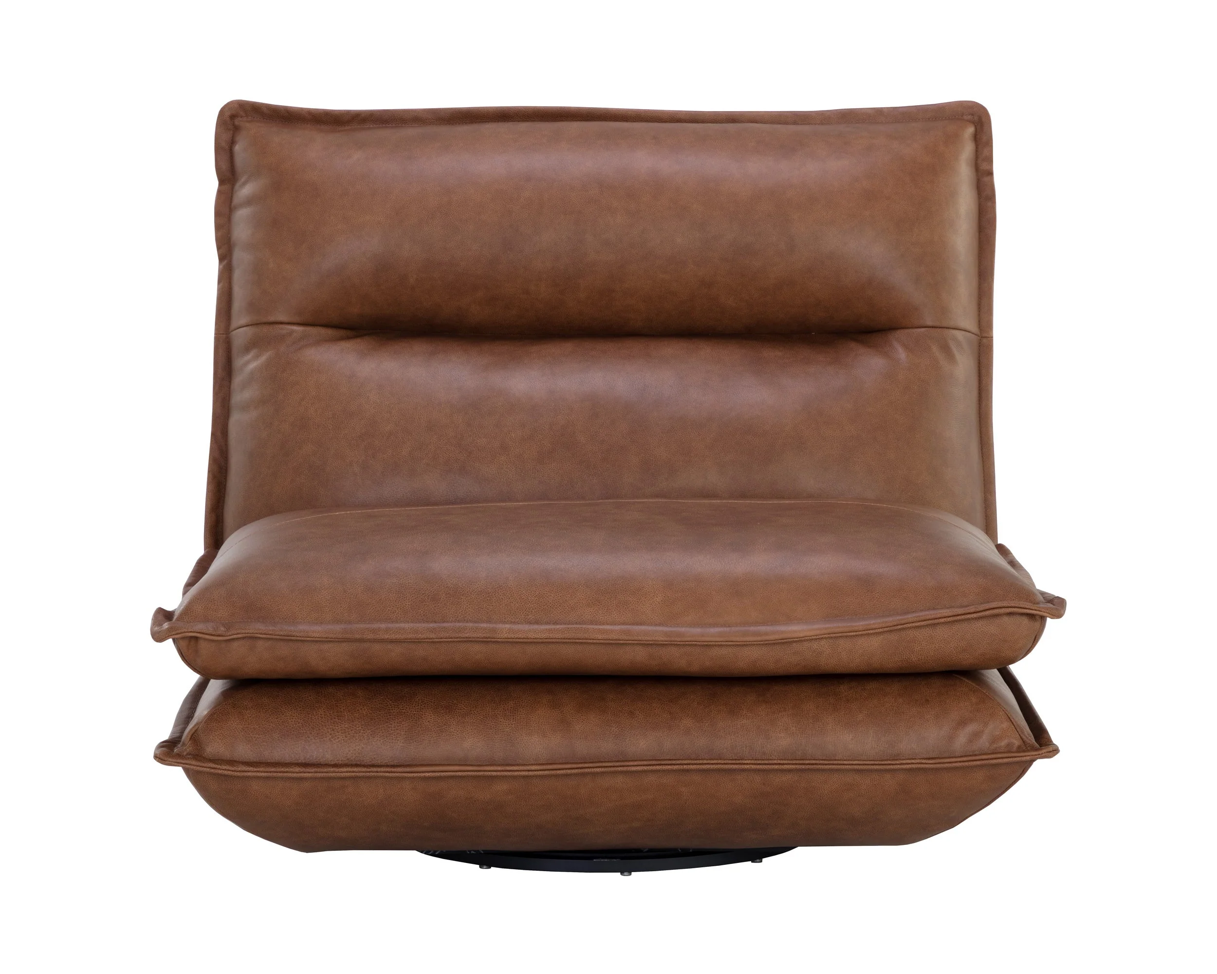 Colson Swivel Armless Chair - Cognac Leather - Image 2
