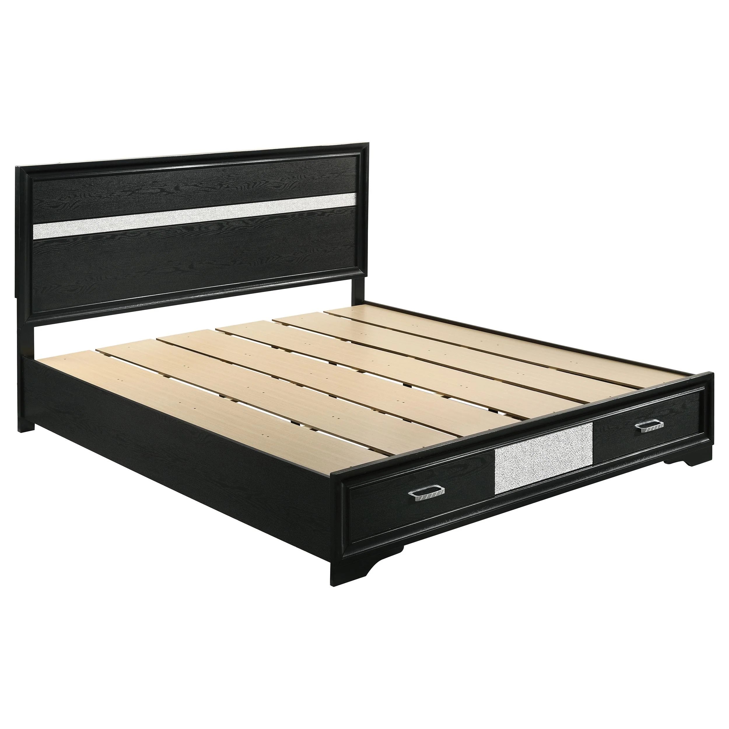 Coaster Furniture Miranda 206361KW 51-inch Wood California King Storage Panel Bed - Black - Image 1