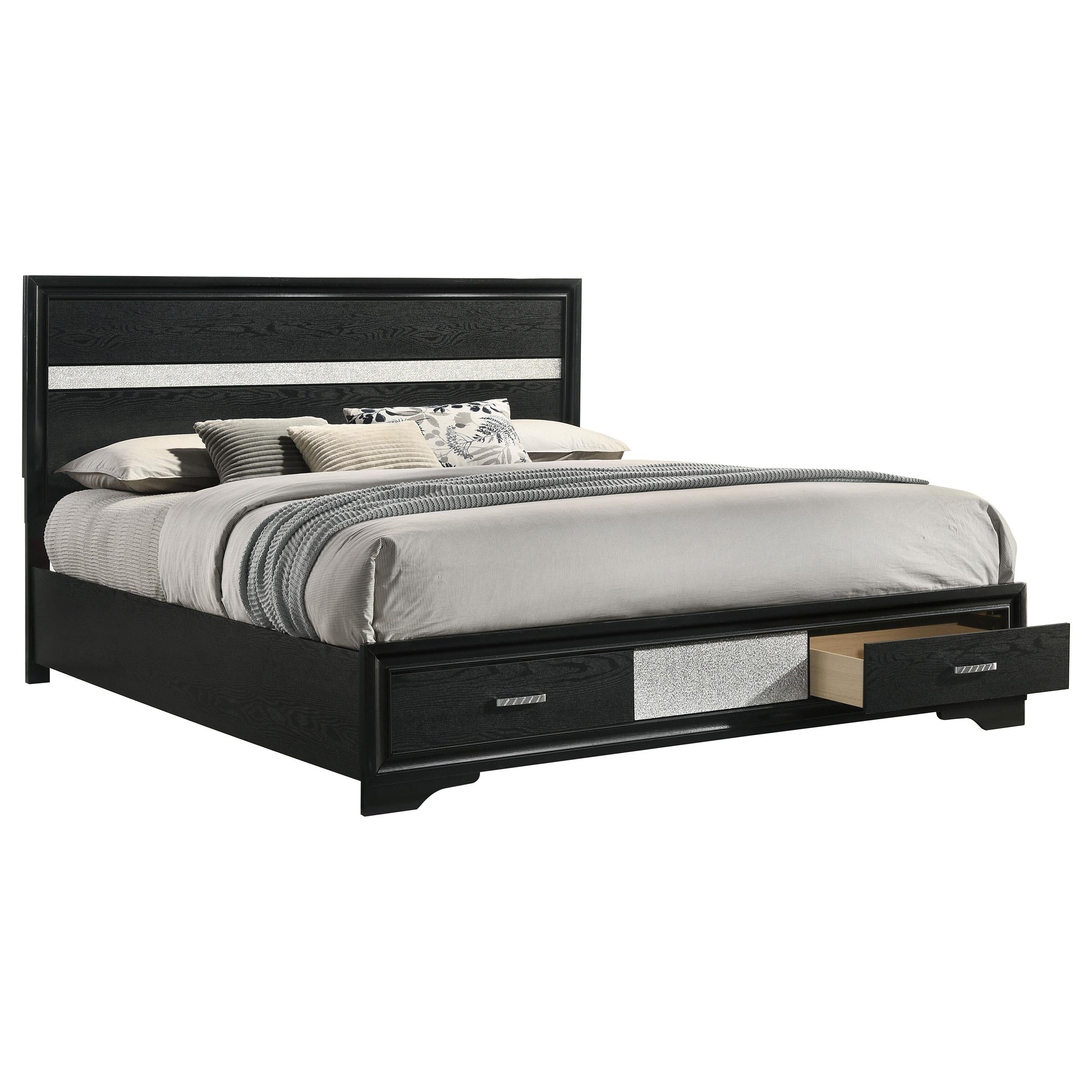 Coaster Furniture Miranda 206361KW 51-inch Wood California King Storage Panel Bed - Black - Image 2
