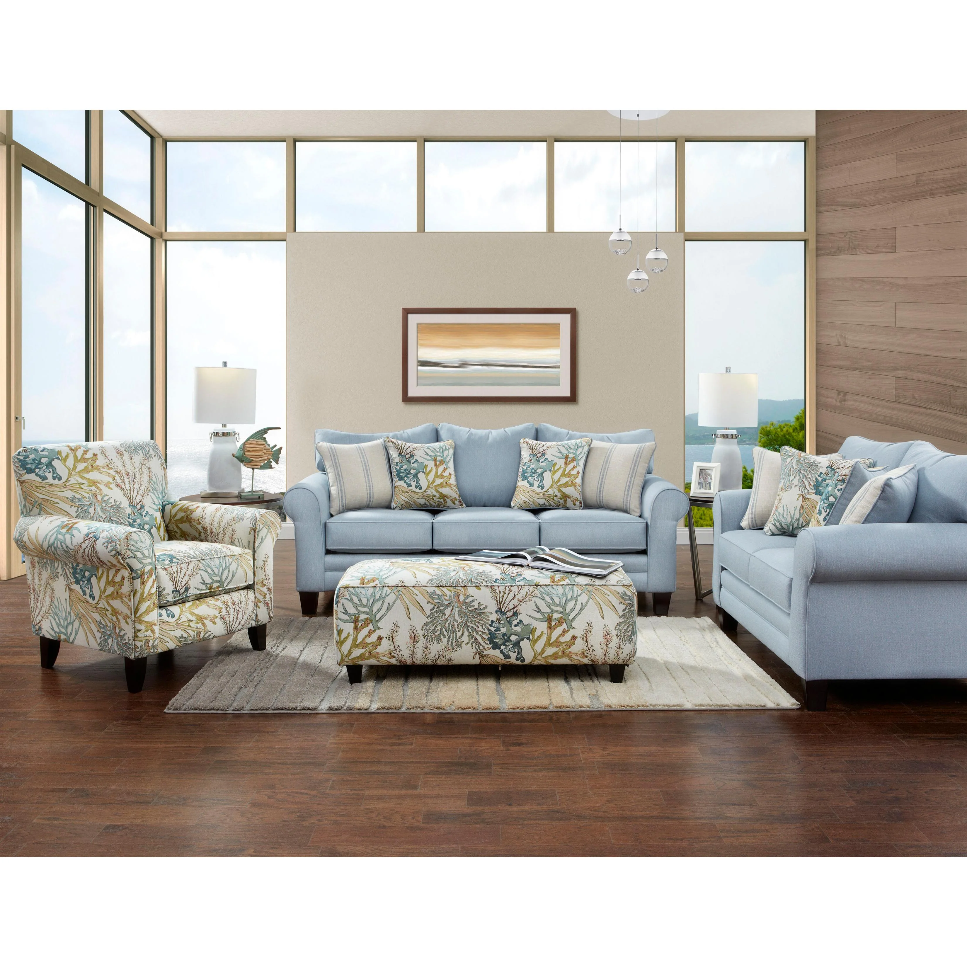 Fusion Furniture Stationary Fabric Loveseat 1141 LABYRINTH SKY - Image 2