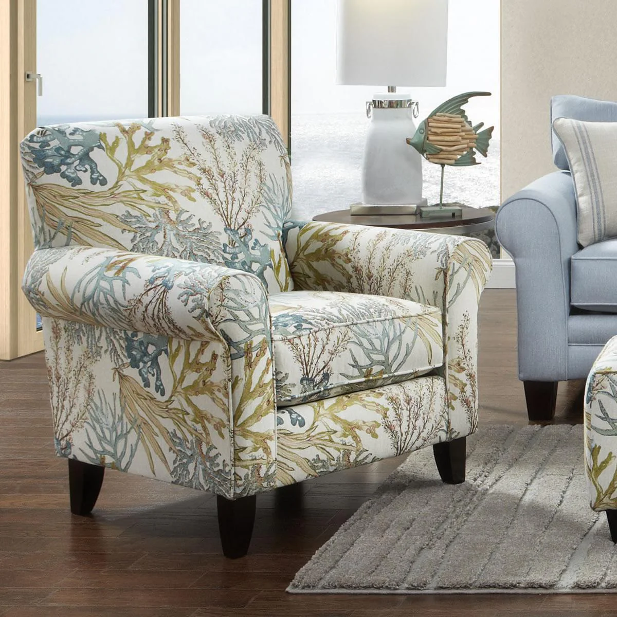 Fusion Furniture Stationary Fabric Accent Chair 502 CORAL REEF CARRIBEAN - Image 1