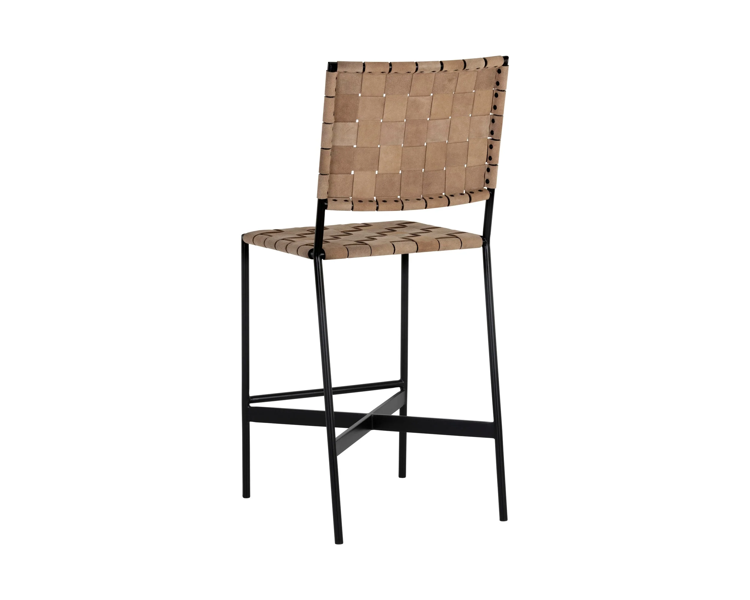 Omari Counter Stool - Suede Light Tan Leather - Image 3