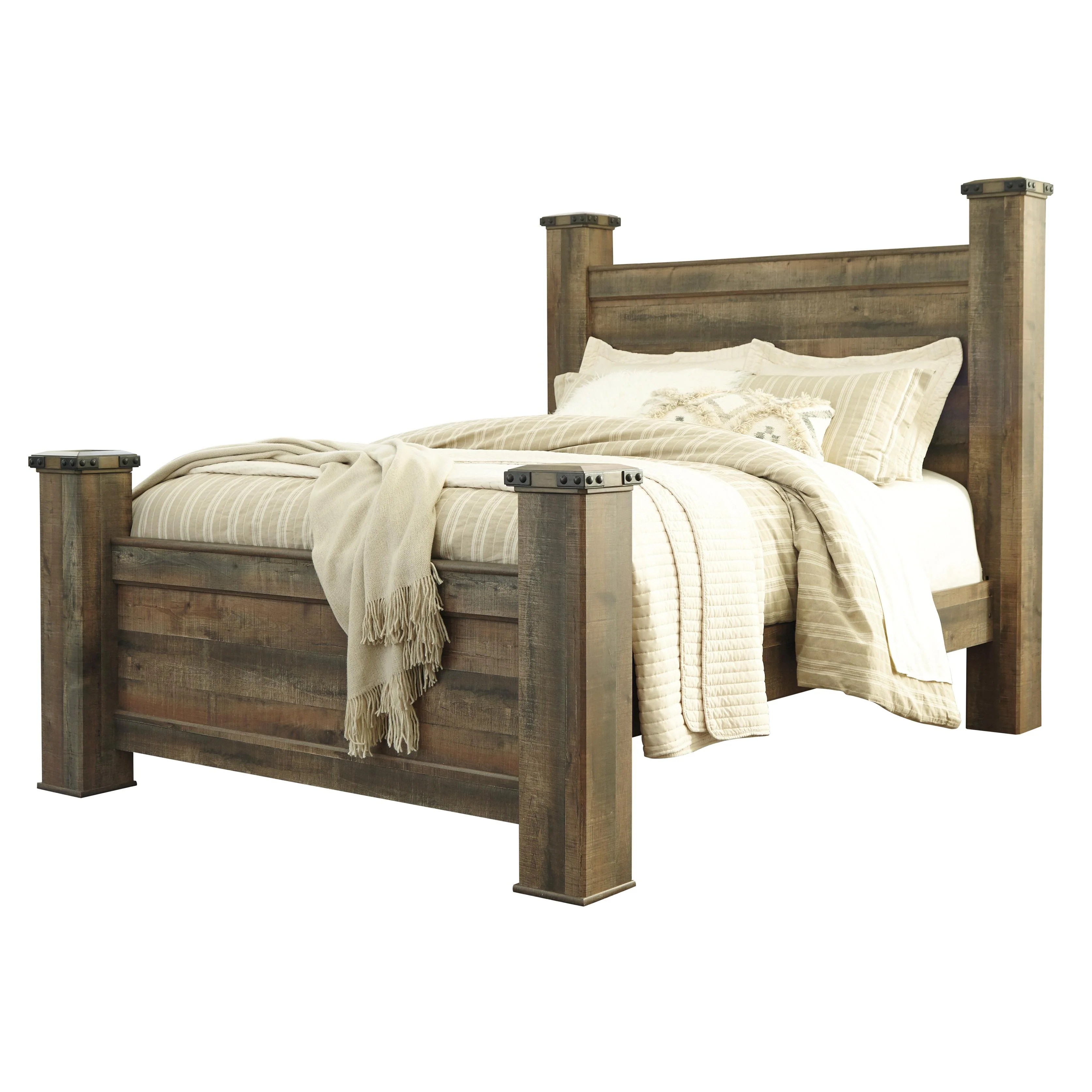 Signature Design by Ashley Trinell Queen Poster Bed B446-67/B446-64/B446-61/B446-98 - Image 1