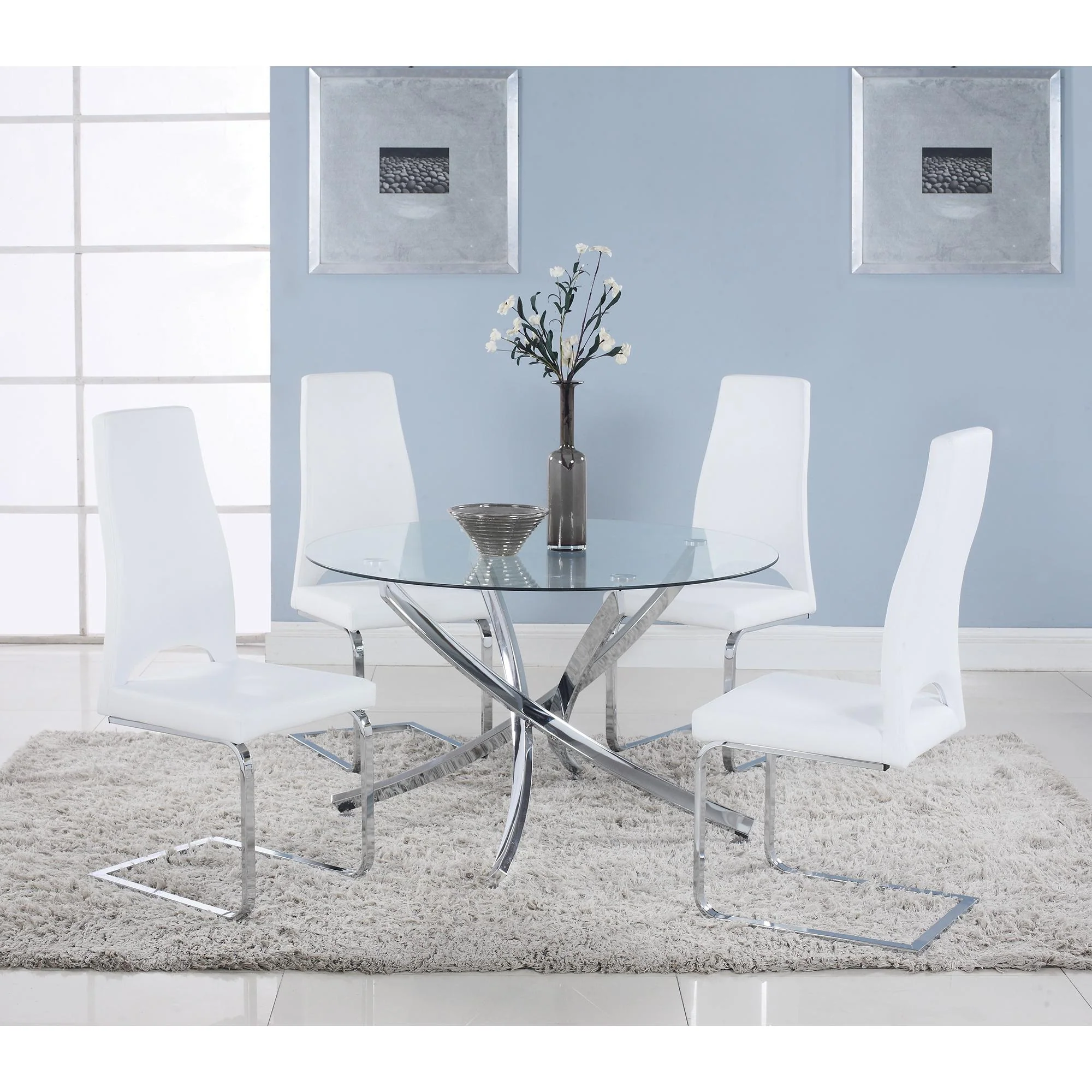 Coaster Furniture Beckham 106440 Round 46-inch Glass Top Dining Table - Chrome - Image 2