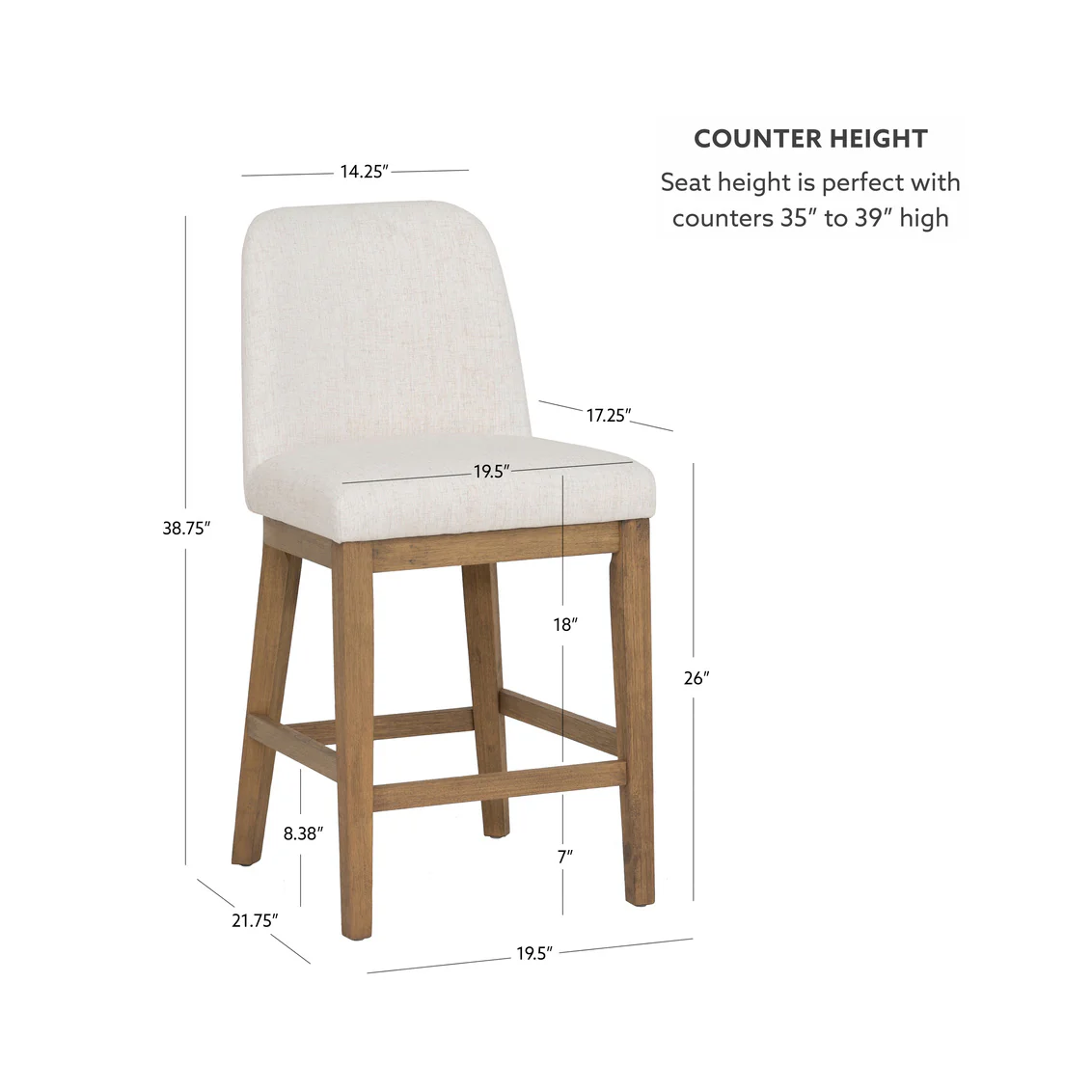 TORRES CRM UPHOLSTERED COUNTER STOOLS 239749CRM02ASU - Image 2