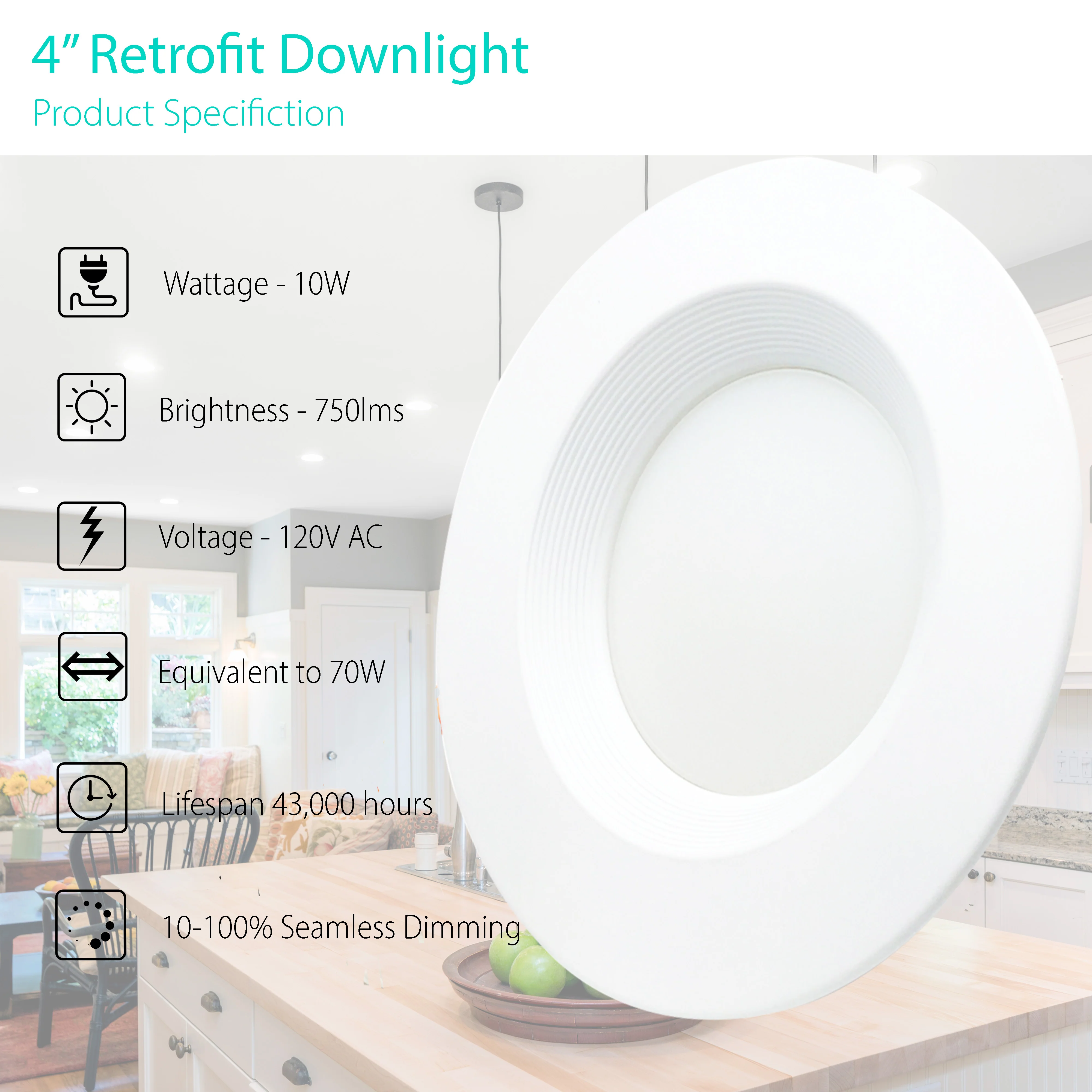 3BRIX 4" 10W Retrofit Recessed Downlight - 750lms - ETL & ES - Image 2