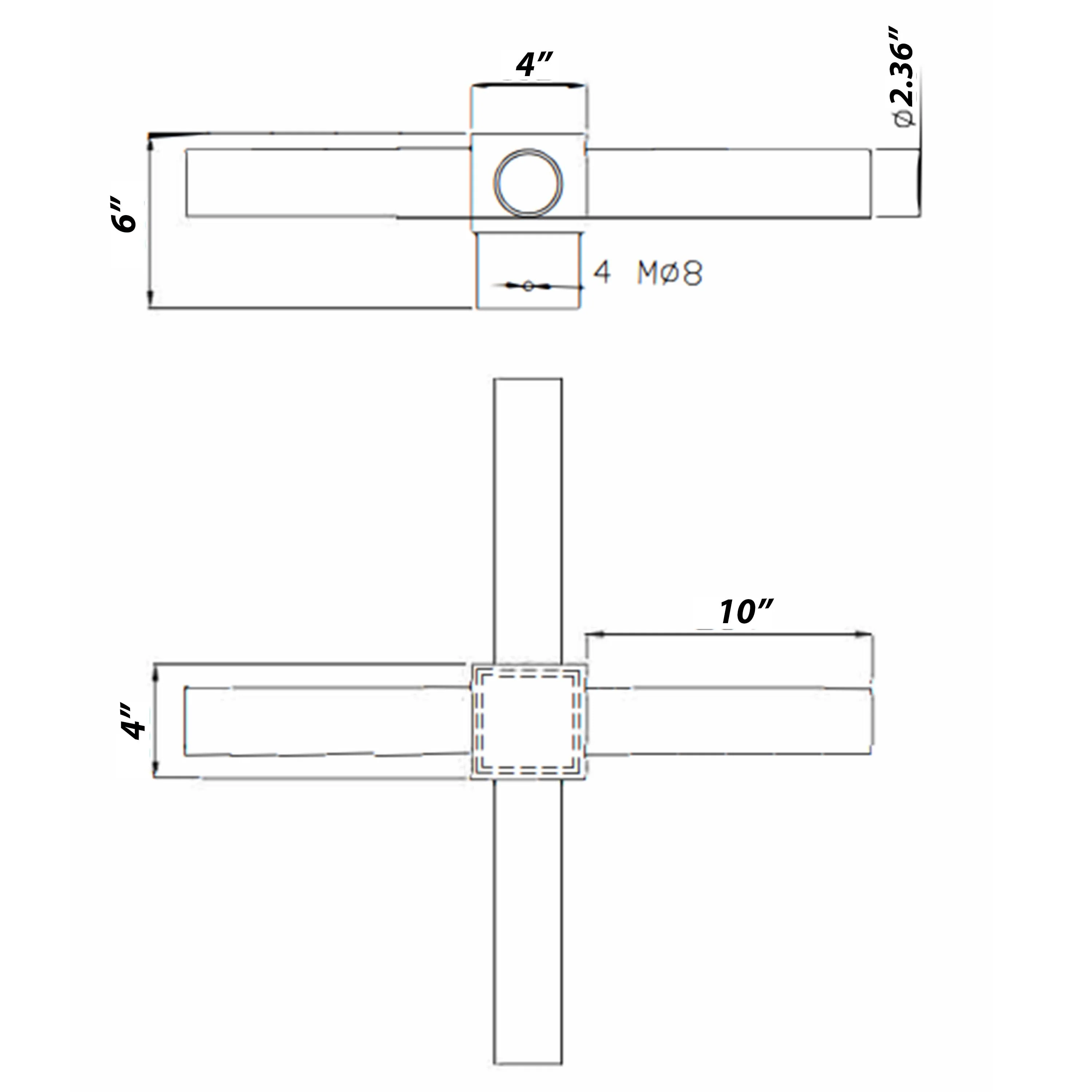 Spoke Arm Bracket With 4 Arms Round Base at 90 Degree - Image 3