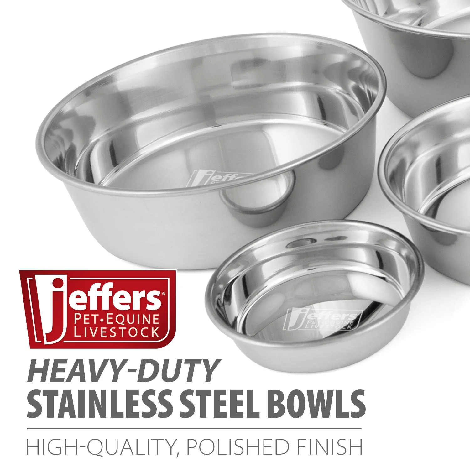 Jeffers Heavy Weight Stainless Steel Pet Bowls – Durable Pet Food & Water Dish, Chew-Resistant, Dishwasher Safe - Image 2