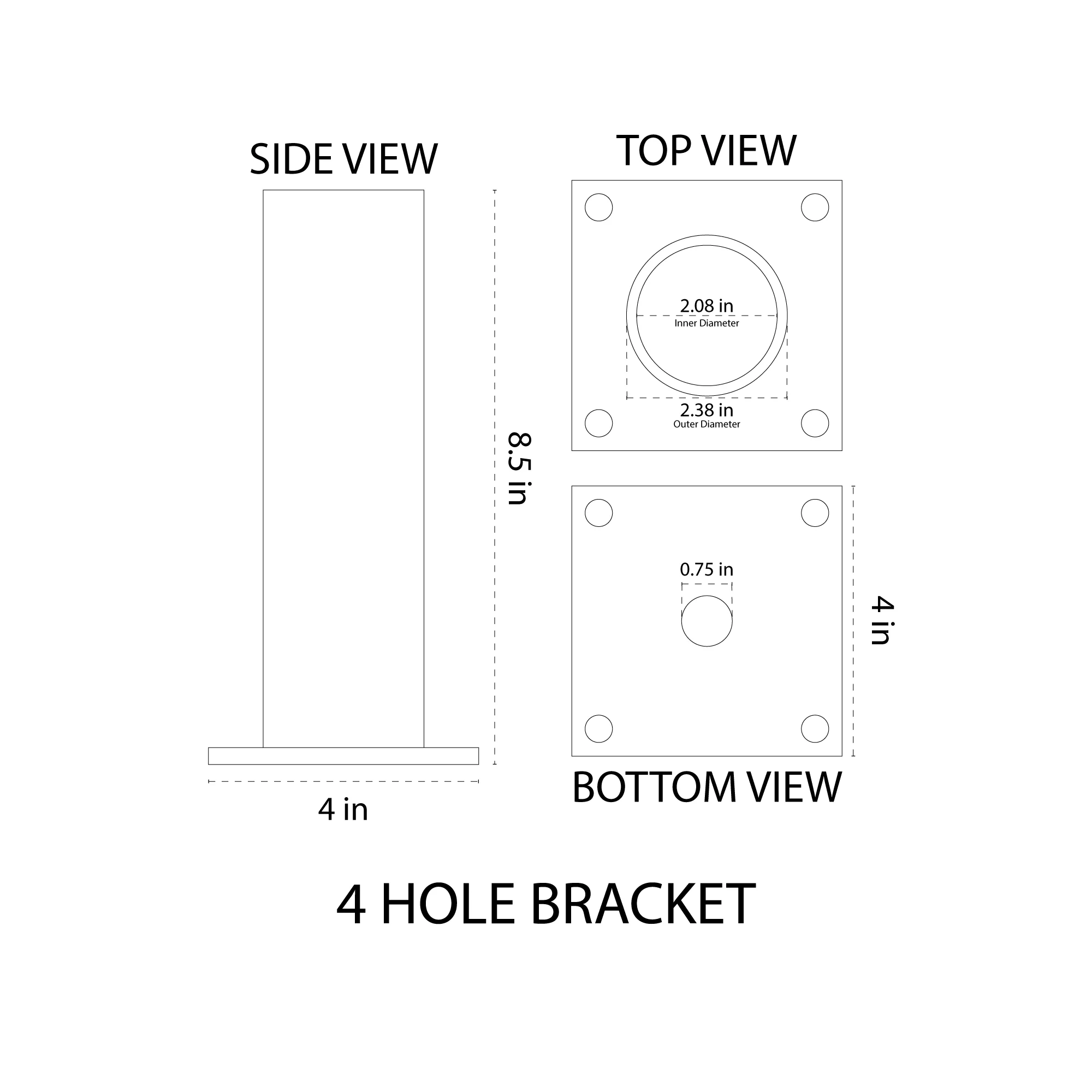 Straight Arm Wall Mount Tenon Bracket - Image 2