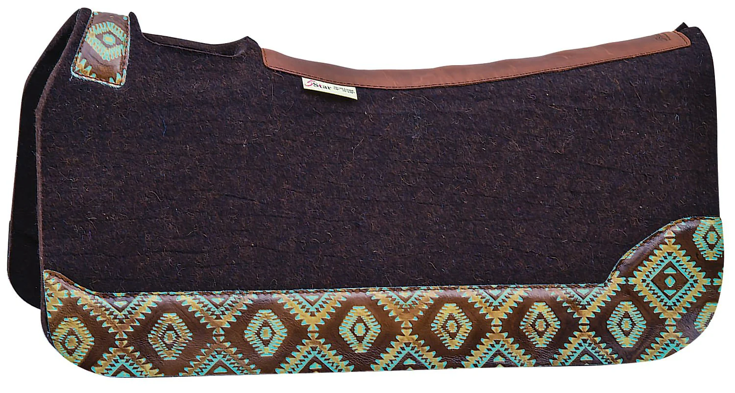 5 Star Turquoise Brown Aztec Western Saddle Pad, 30″ x 30″