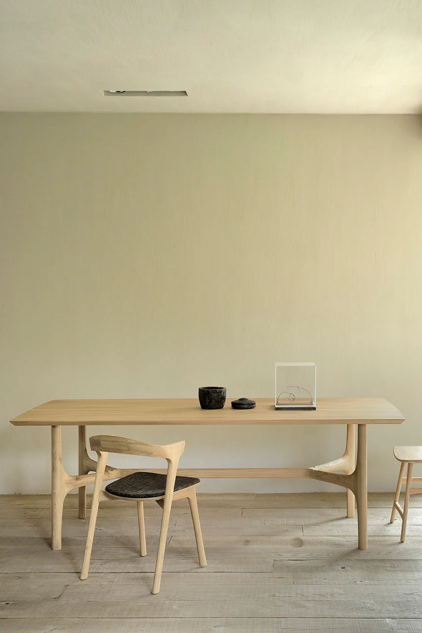 Bok Dining Chair | Varnished Oak | Dark Brown Fabric - Image 3
