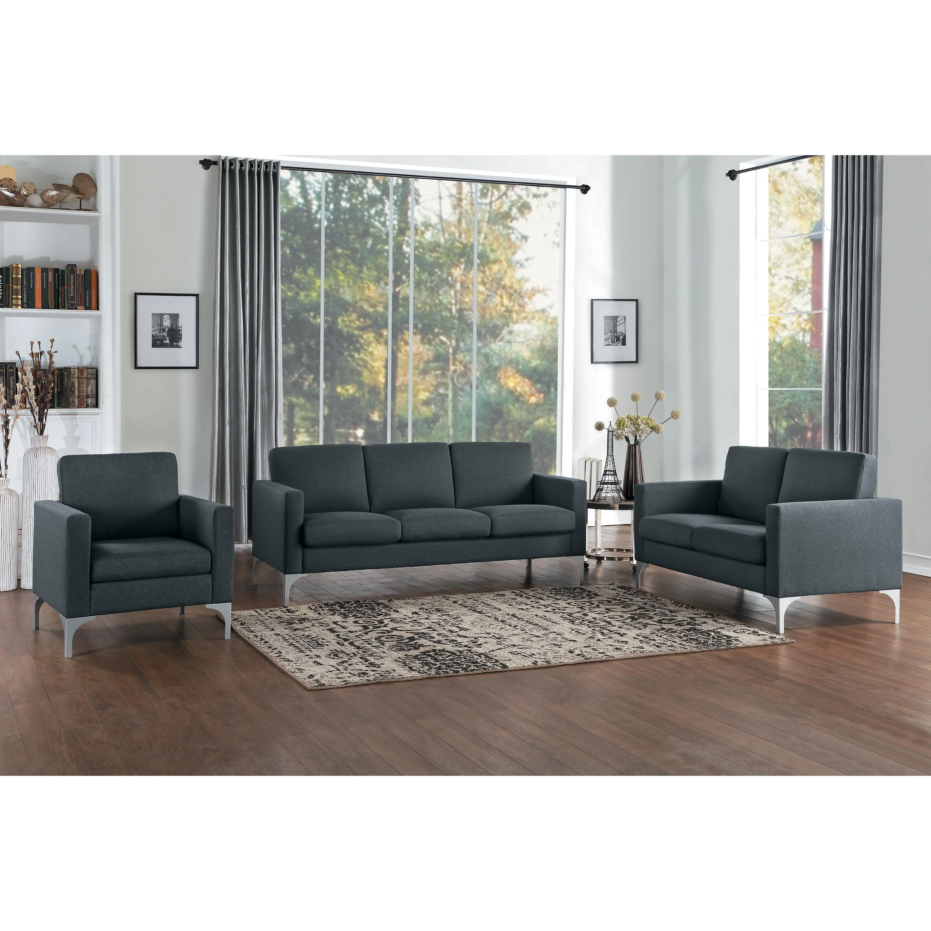 Homelegance Soho Stationary Fabric Chair 9979DGY-1 - Image 3