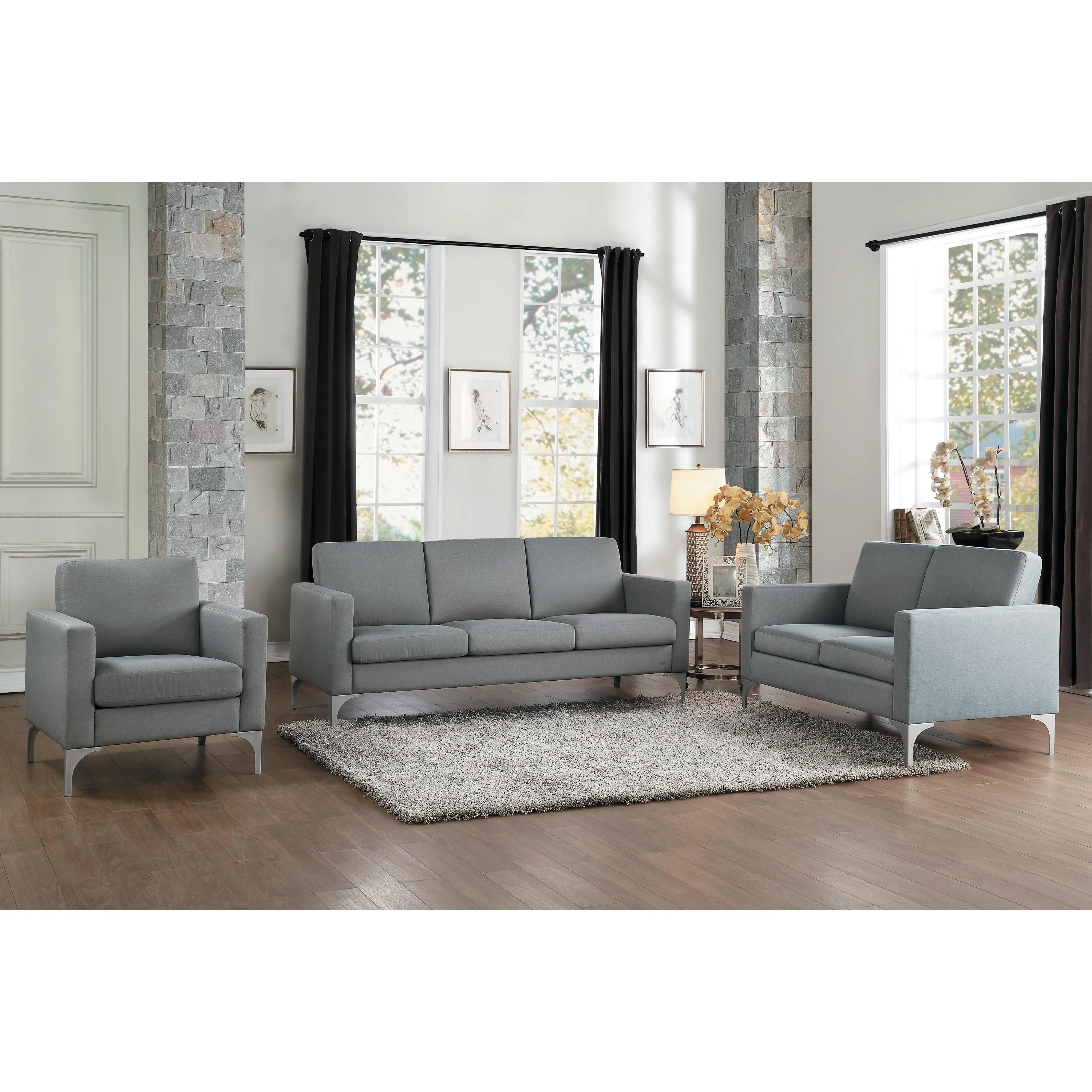 Homelegance Soho Stationary Fabric Chair 9979GRY-1 - Image 2