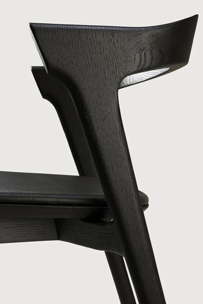 Bok Dining Chair | Varnished Oak | Black | Black Leather - Image 3