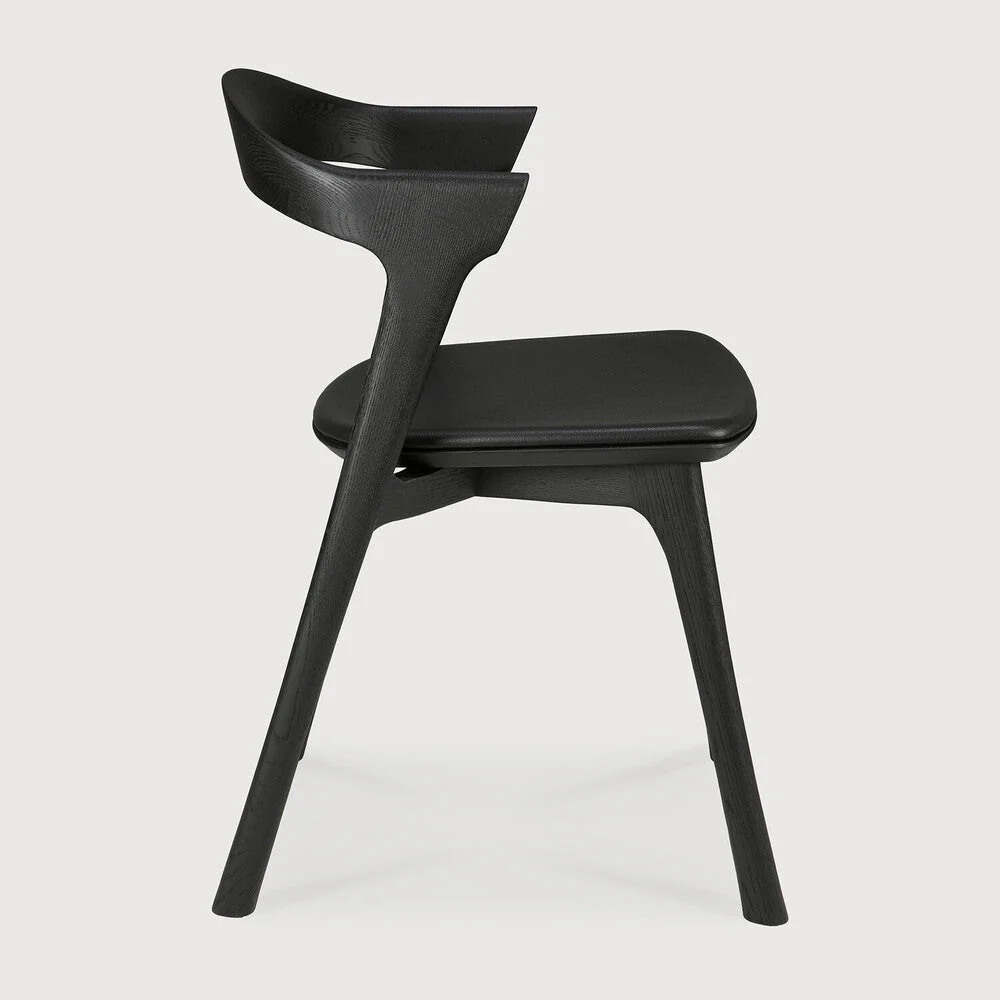Bok Dining Chair | Varnished Oak | Black | Black Leather - Image 1