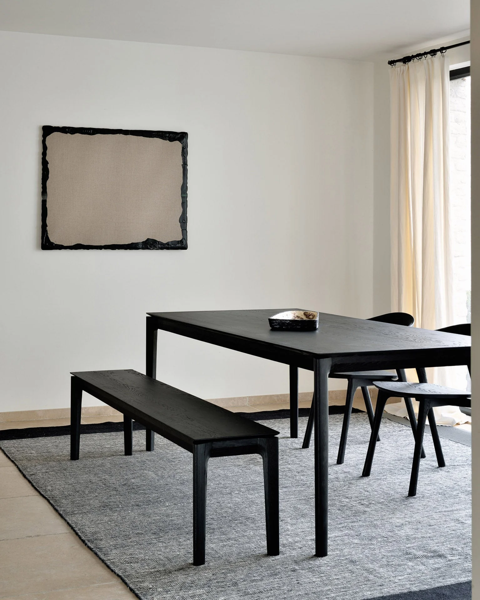 Bok Bench | Varnished Oak | Black | 50" X 14" - Image 3