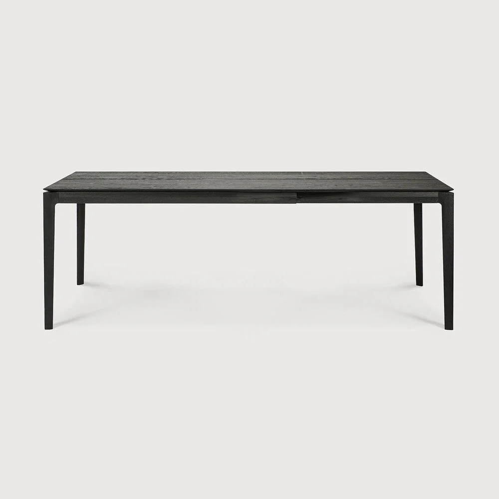Bok Extendable Dining Table | Varnished Oak | Black | Rectangular | 55″|87″ X 35″