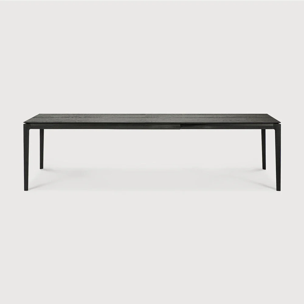 Bok Extendable Dining Table | Varnished Oak | Black | Rectangular | 71″|110″ X 39″