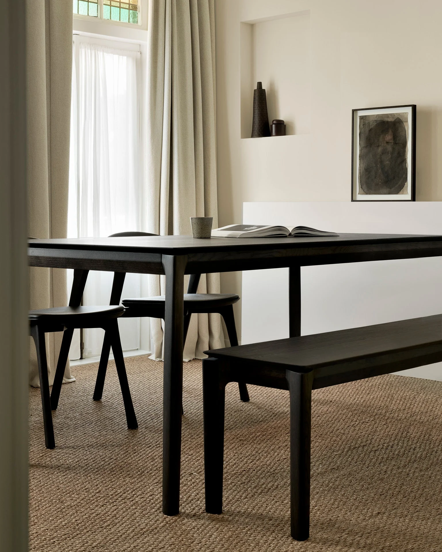 Bok Bench | Varnished Oak | Brown | 57" X 14" - Image 1