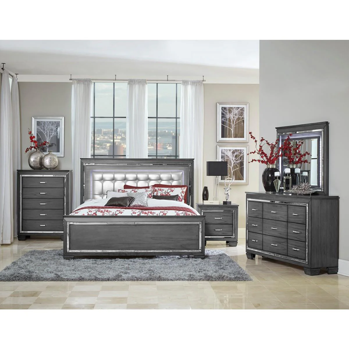 Homelegance Allura 1916KGY-1CK* California King Bed, LED Lighting - Image 3
