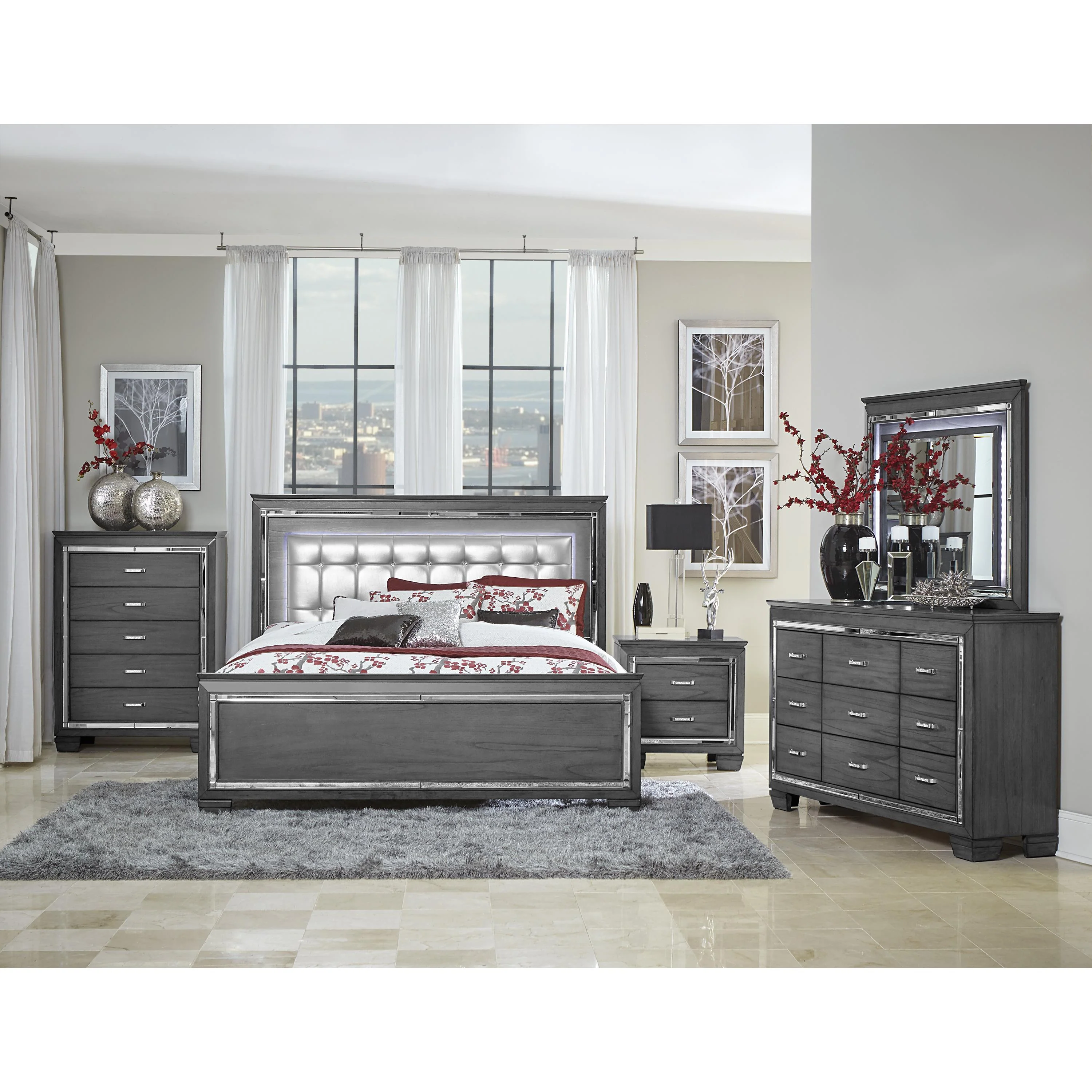 Homelegance Allura King Upholstered Panel Bed 1916KGY-1EK* - Image 3
