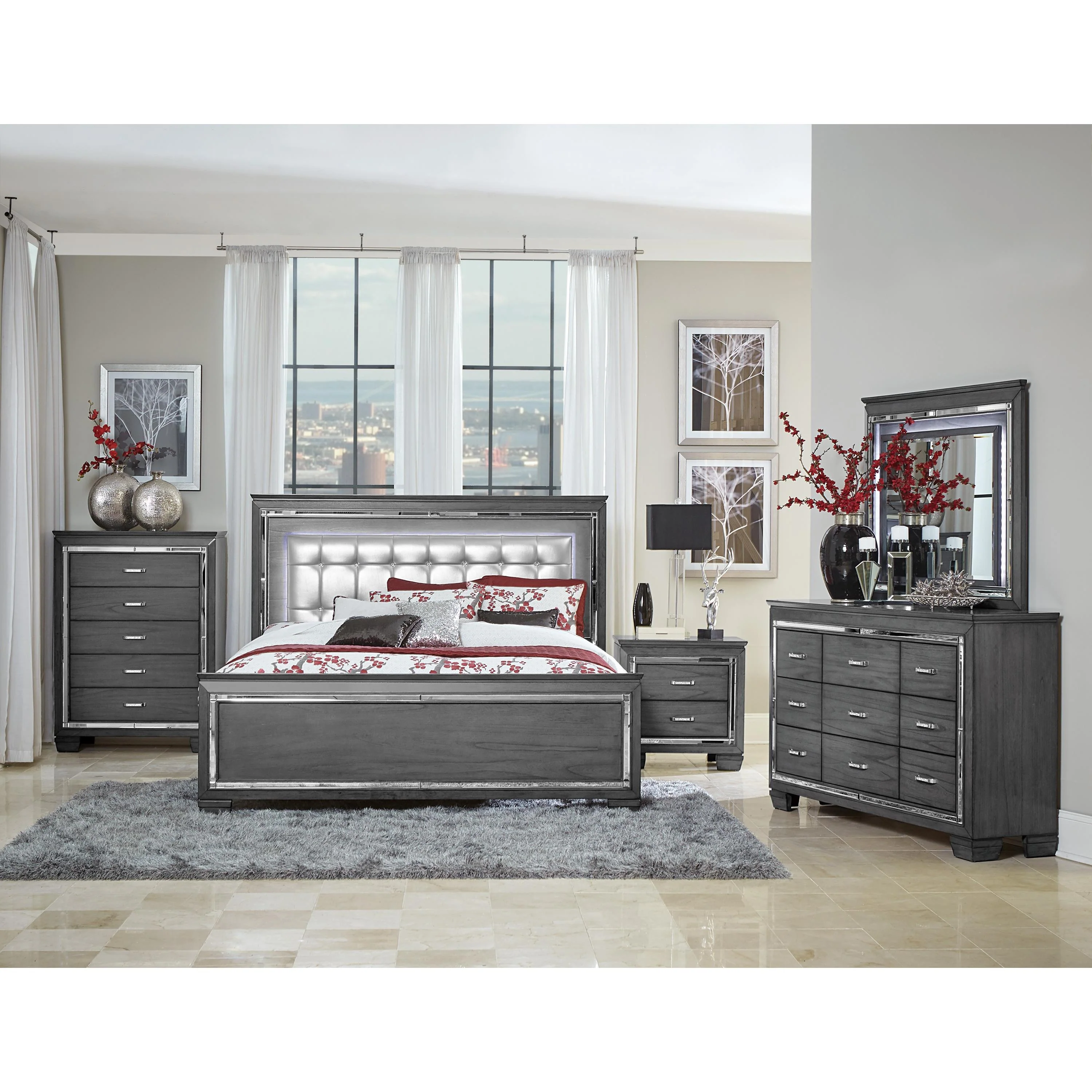 Homelegance Allura 1916GY-1* Queen Bed, LED Lighting - Image 3
