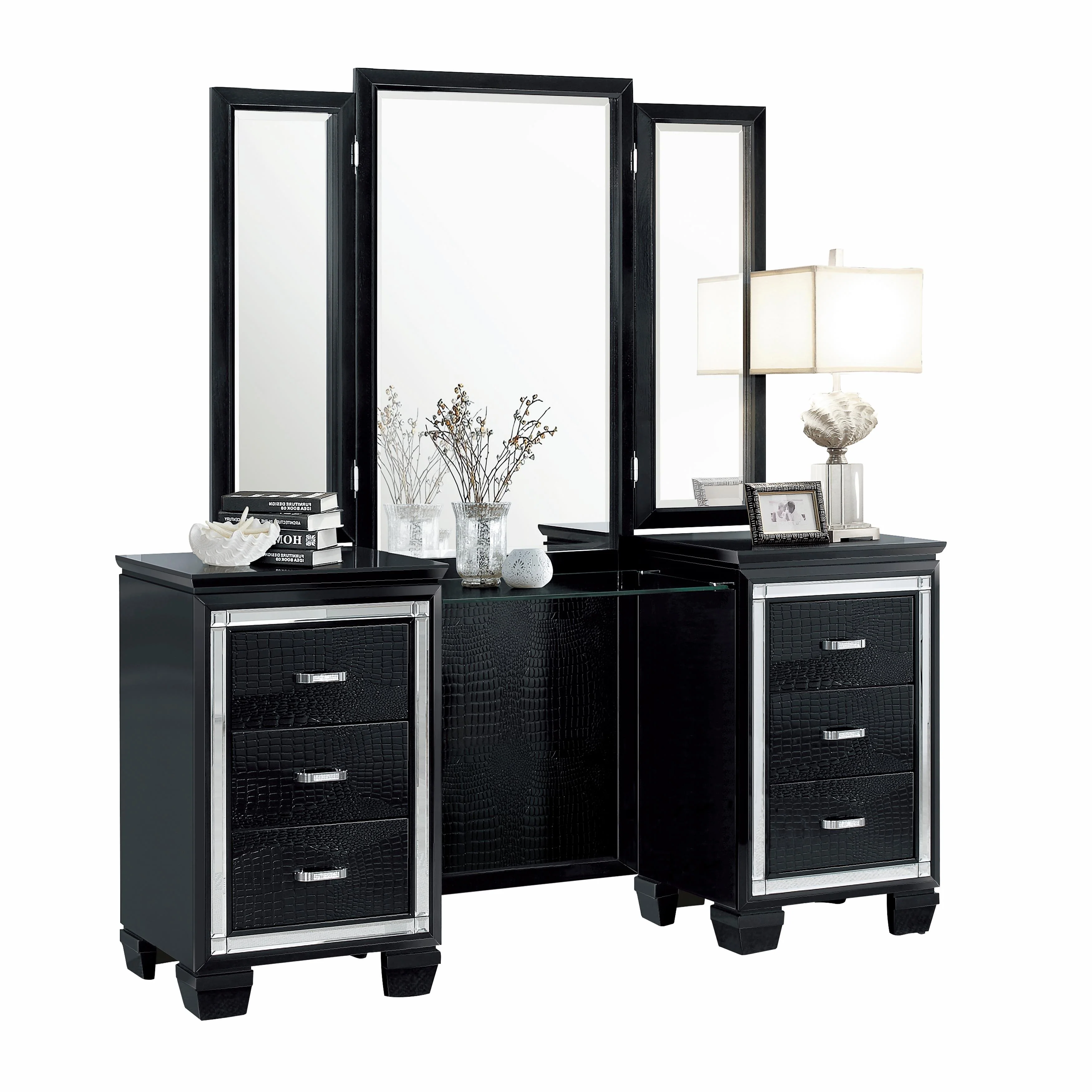 Homelegance Allura 1916BK-15* Dressing Table with Mirror