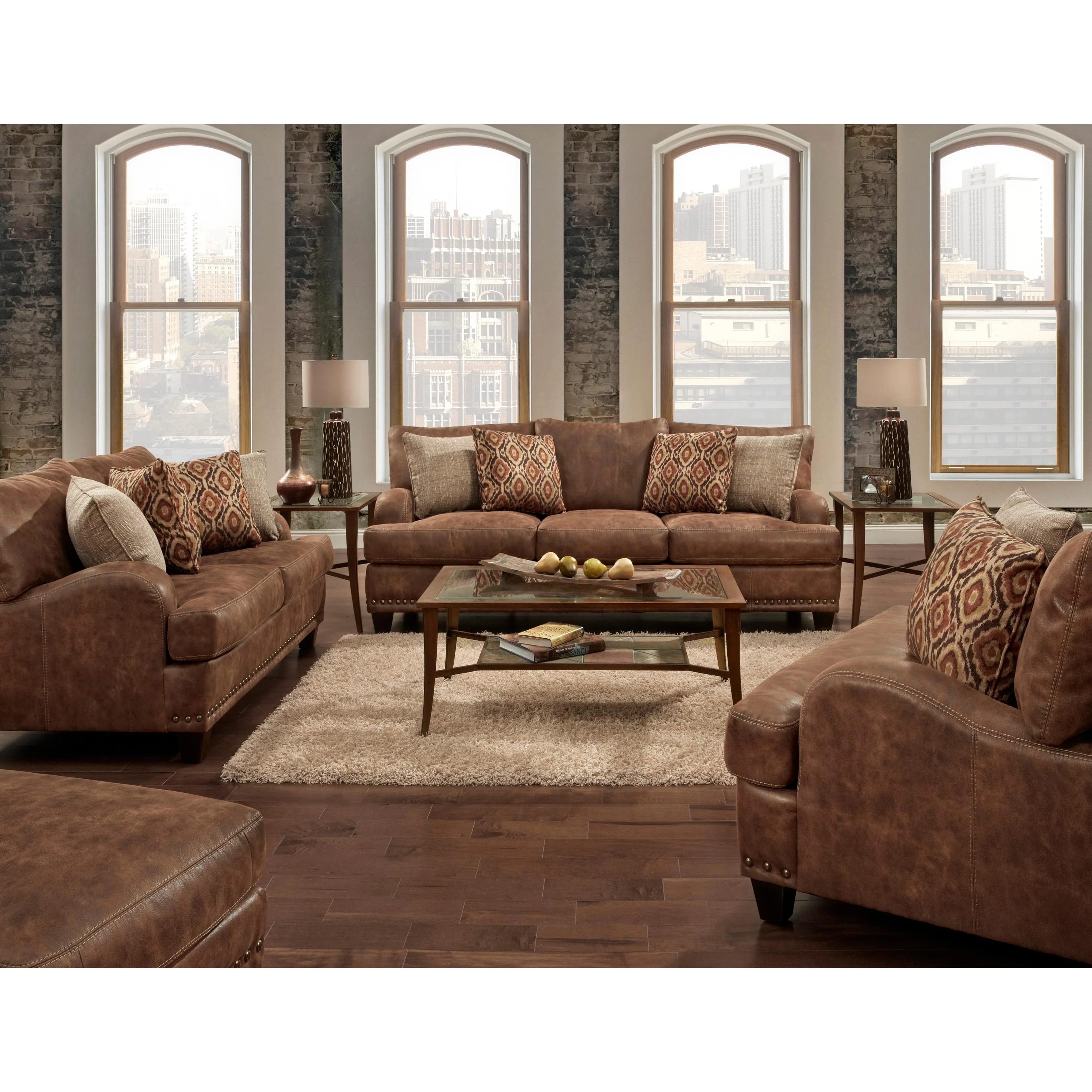 Franklin Indira Stationary Fabric and Leather Look Sofa 848-40 8337-15 - Image 2