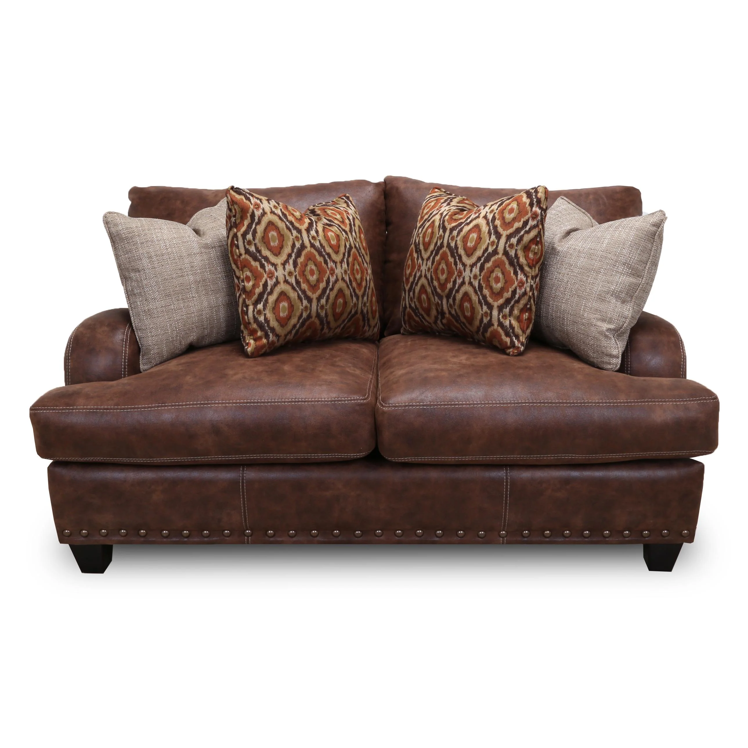 Franklin Indira Stationary Fabric and Leather Look Loveseat 848-20 8337-15 - Image 1