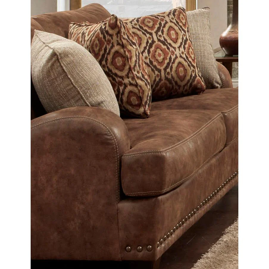 Franklin Indira Stationary Fabric and Leather Look Loveseat 848-20 8337-15 - Image 2