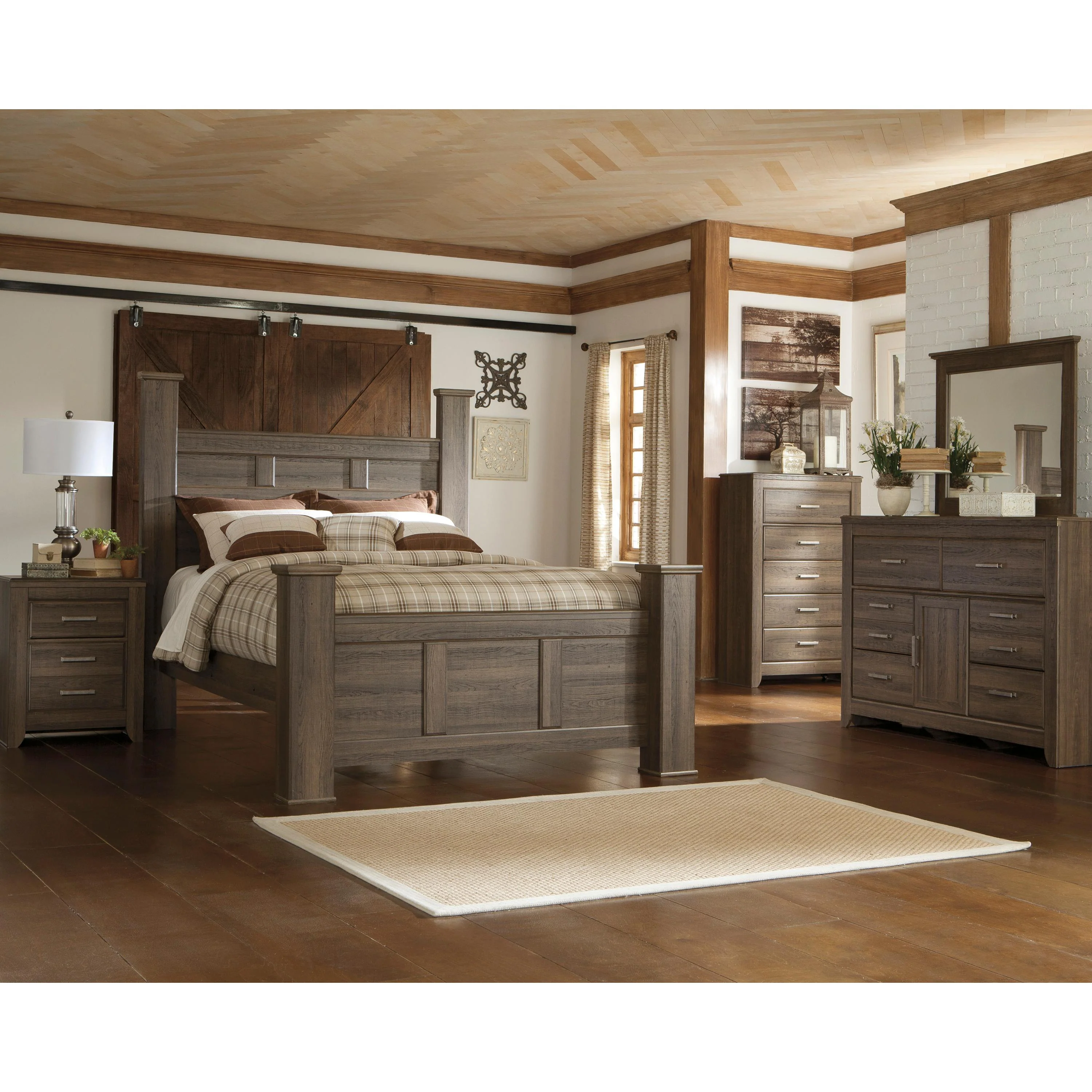 Signature Design by Ashley Juararo B251B42 7 pc Queen Poster Bedroom Set - Image 1