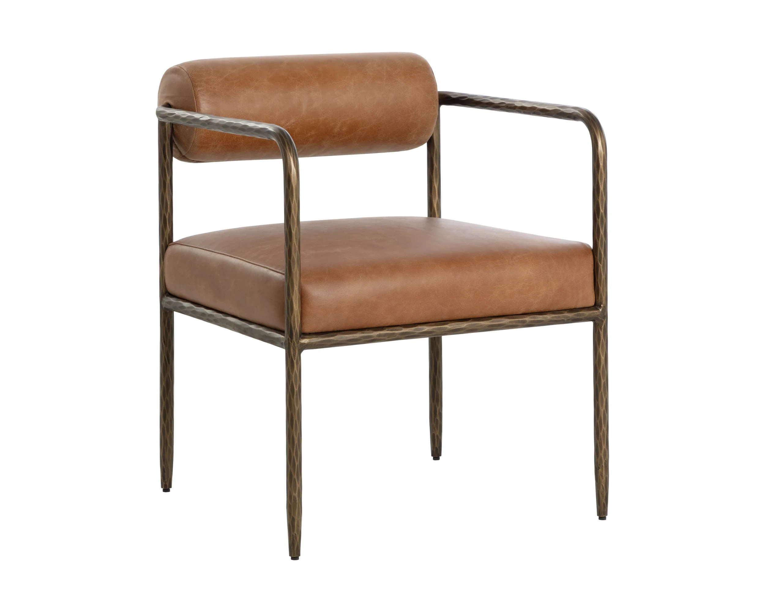 Ajani Dining Armchair – Tan Leather