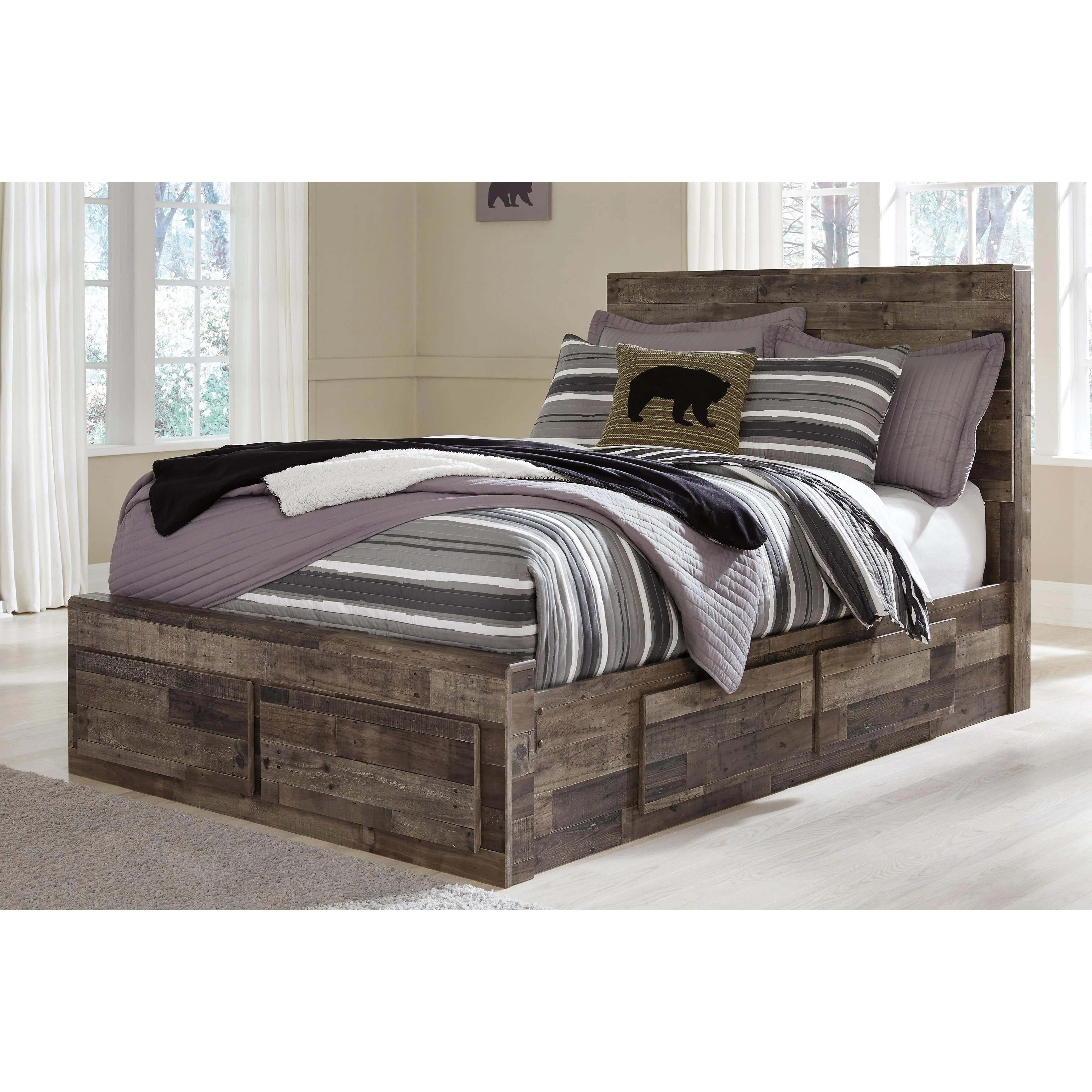 Benchcraft Derekson B200B10 Full Panel Bed with 6 Storage Drawers - Image 2