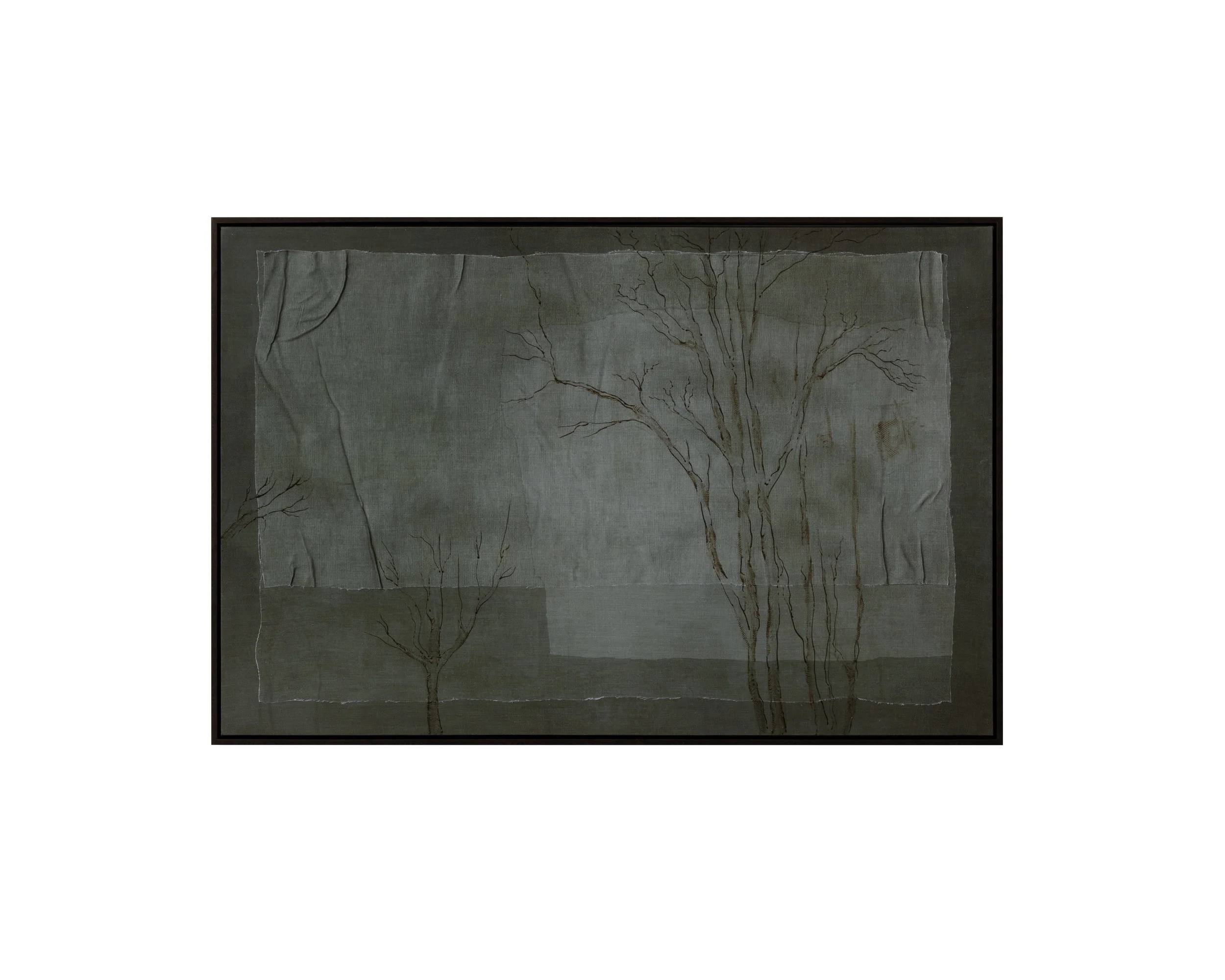 Enchanted Forest – 60″ X 40″ – Brown Floater Frame – Green