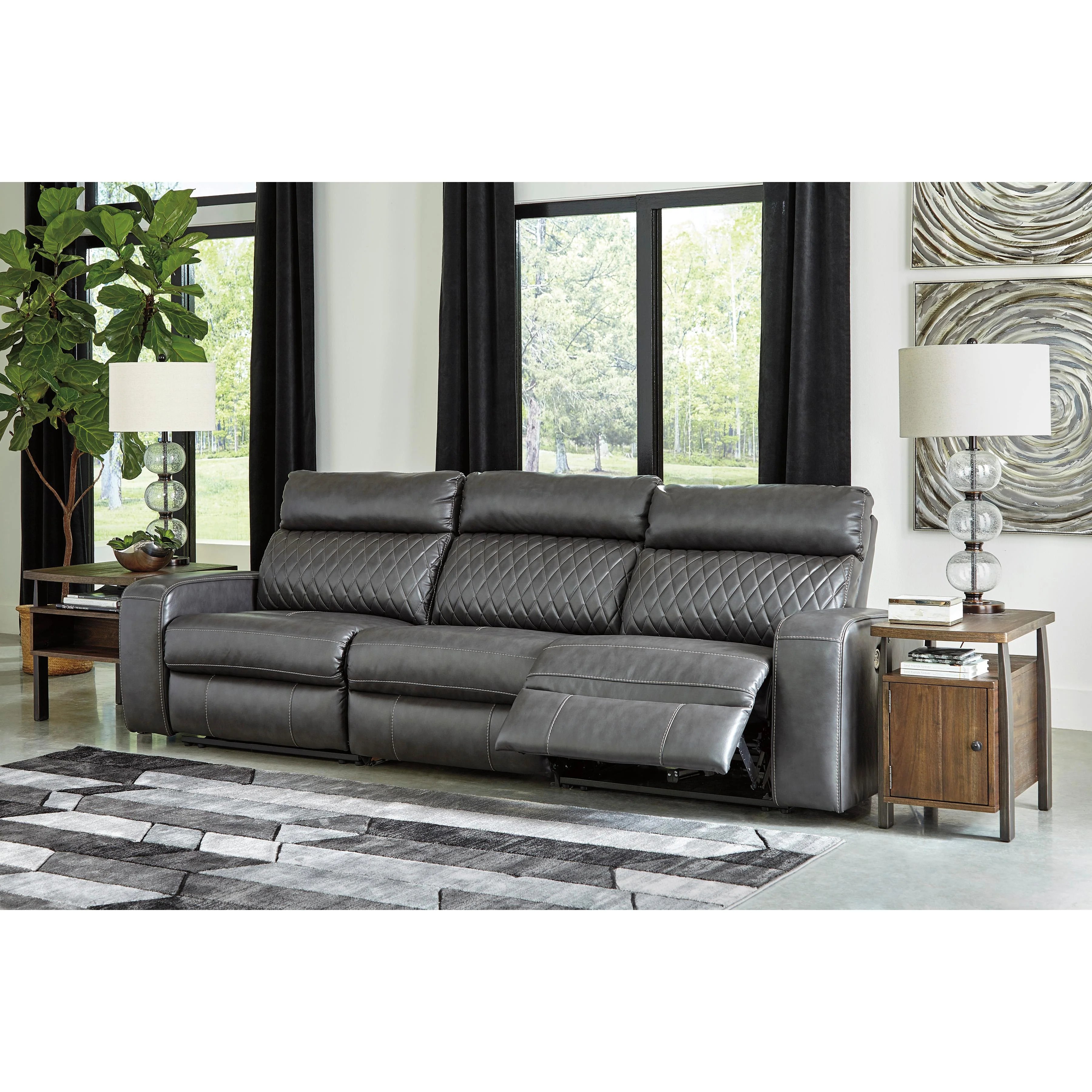 Signature Design by Ashley Samperstone Power Reclining Leather Look 3 pc Sectional 5520358/5520346/5520362 - Image 3