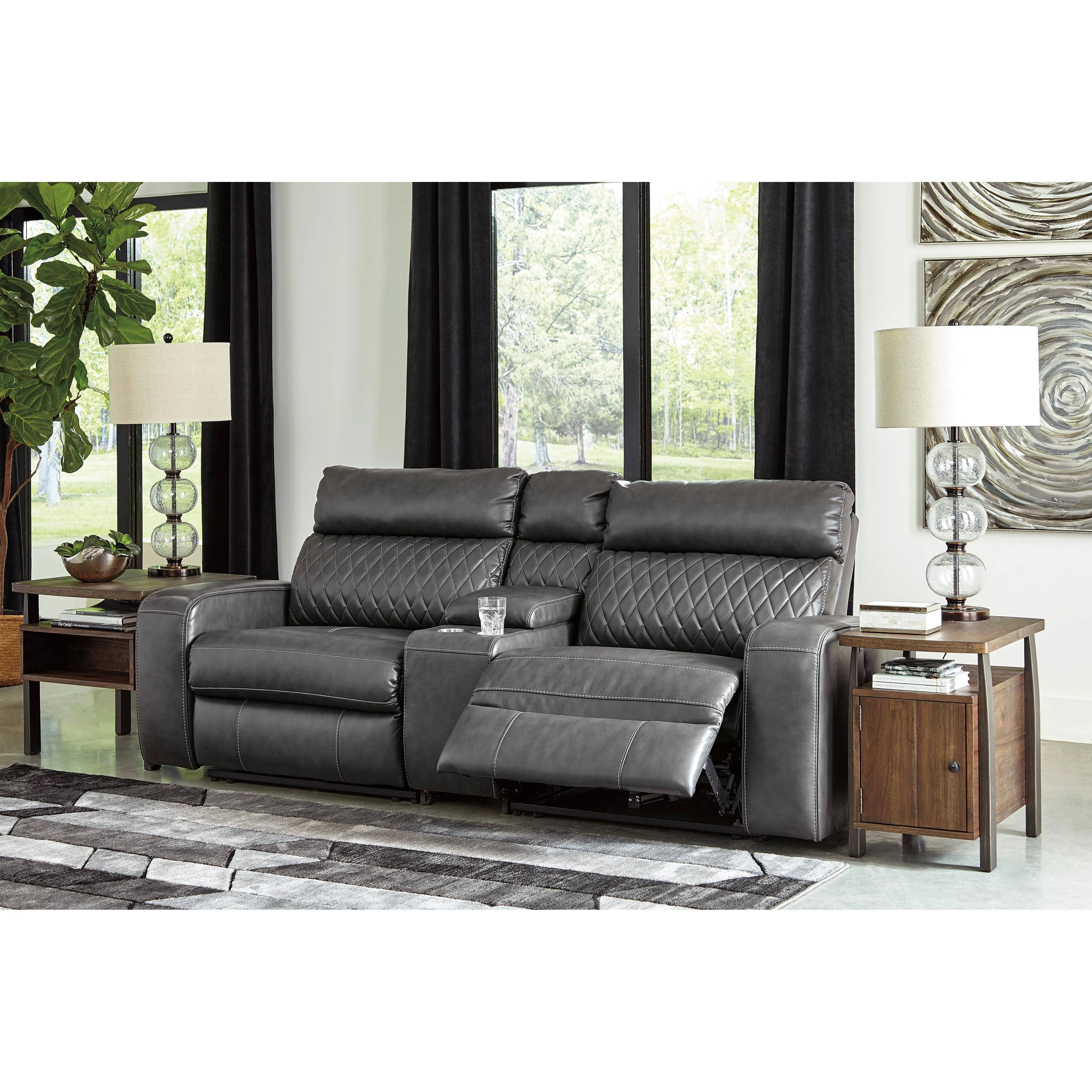 Signature Design by Ashley Samperstone Power Reclining Leather Look 3 pc Sectional 5520358/5520357/5520362 - Image 3