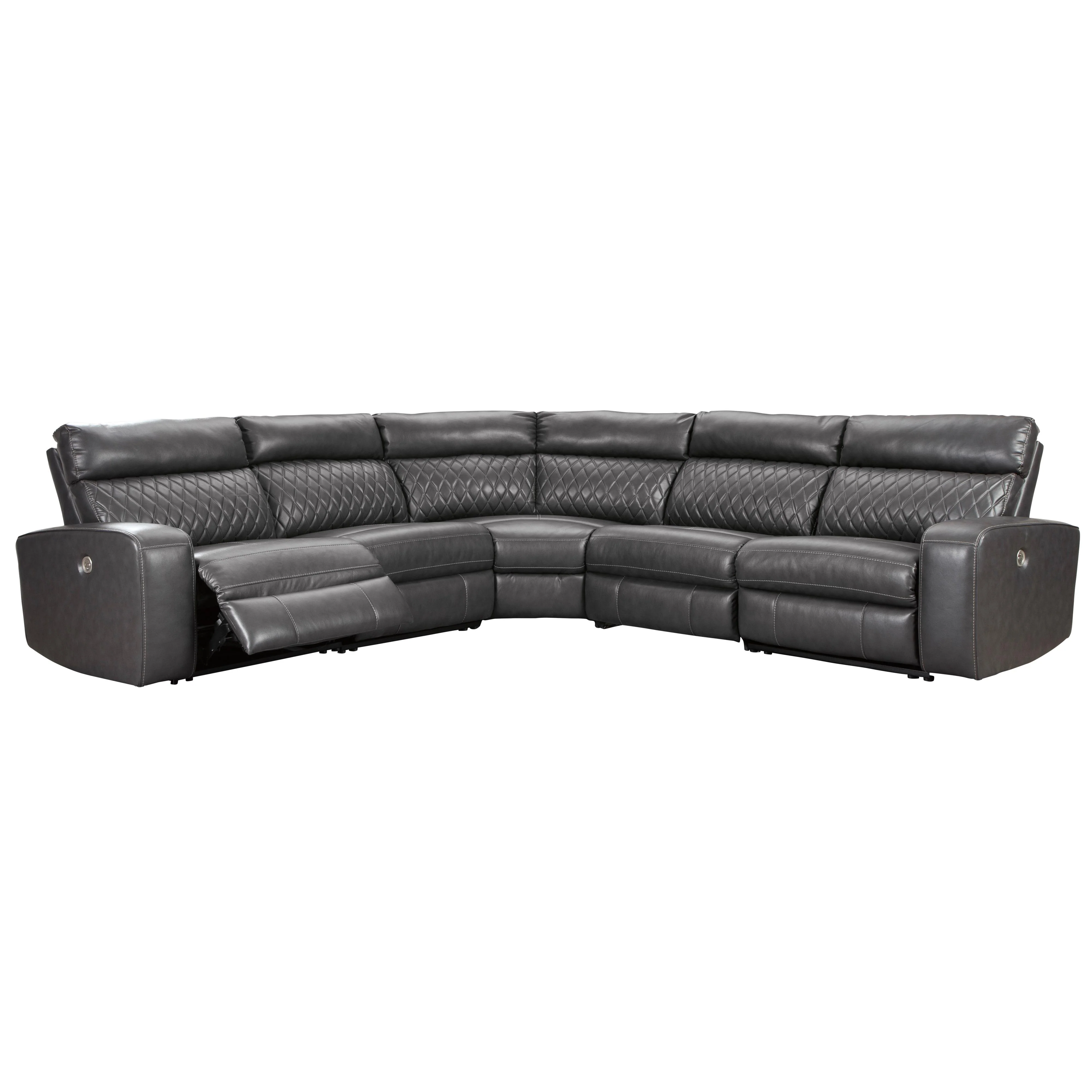 Signature Design by Ashley Samperstone Power Reclining Leather Look 5 pc Sectional 5520358/5520319/5520377/5520346/5520362 - Image 2
