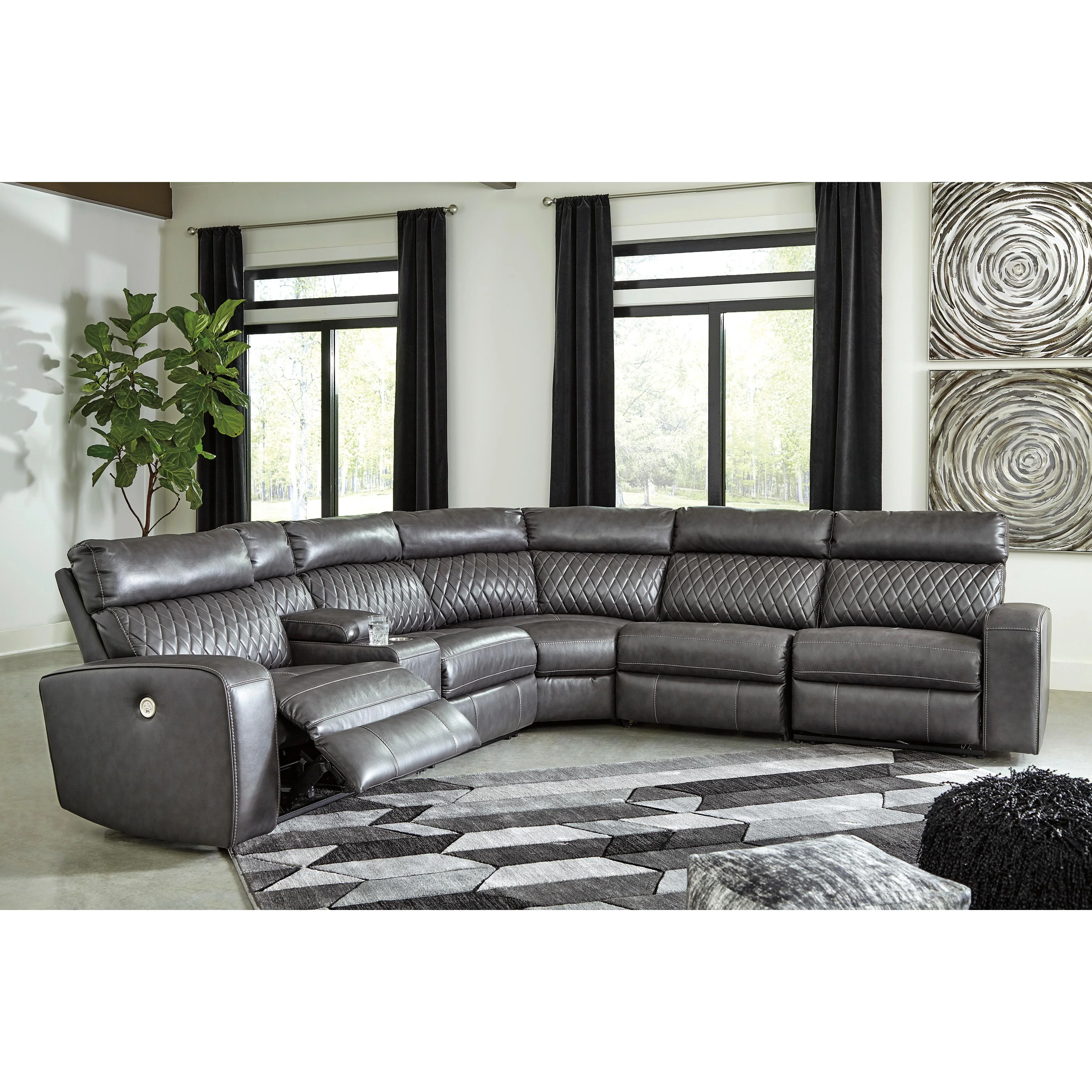 Signature Design by Ashley Samperstone Power Reclining Leather Look 6 pc Sectional 5520358/5520357/5520319/5520377/5520346/5520362 - Image 3