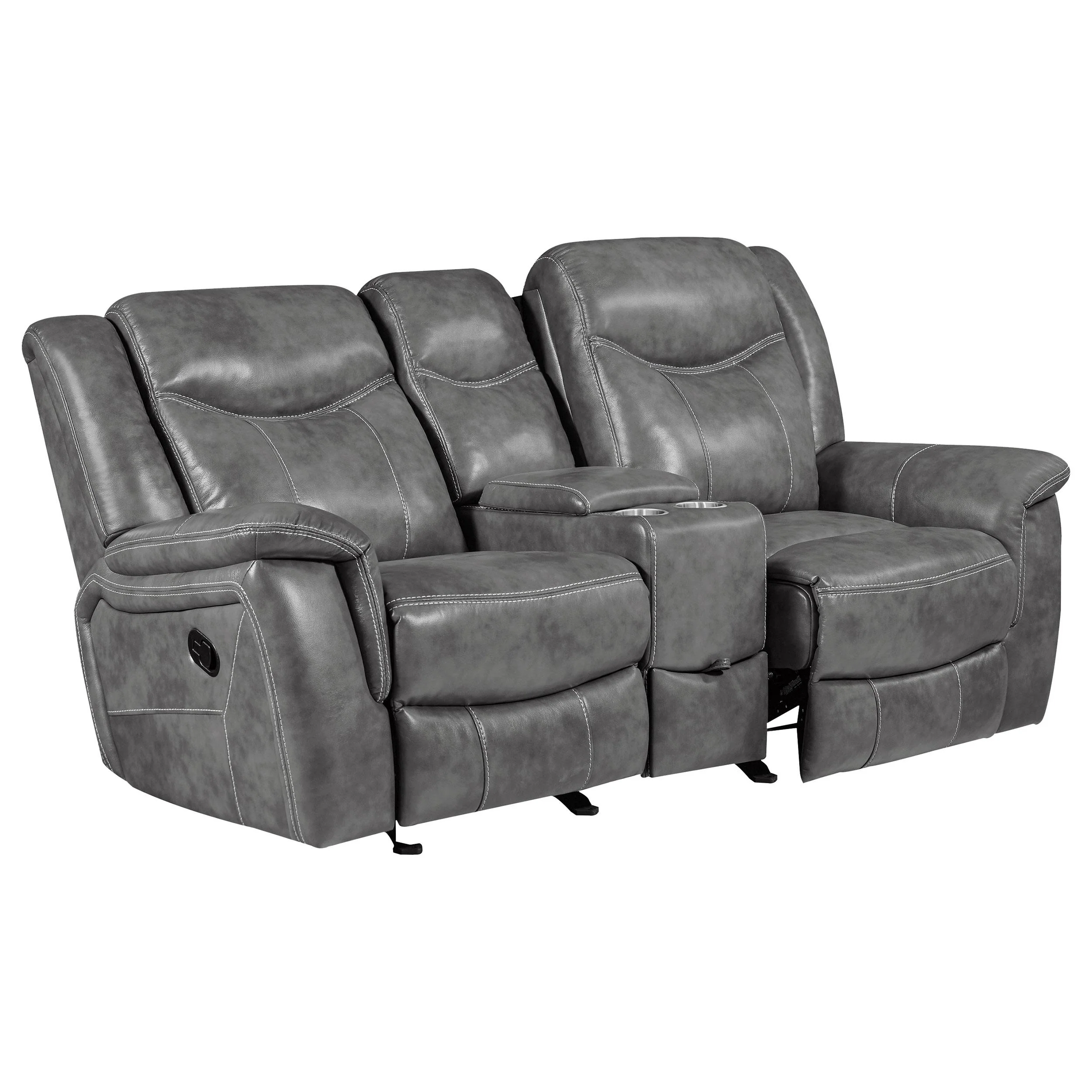 Coaster Furniture Conrad 650355 Upholstered Padded Arm Glider Loveseat - Grey - Image 2